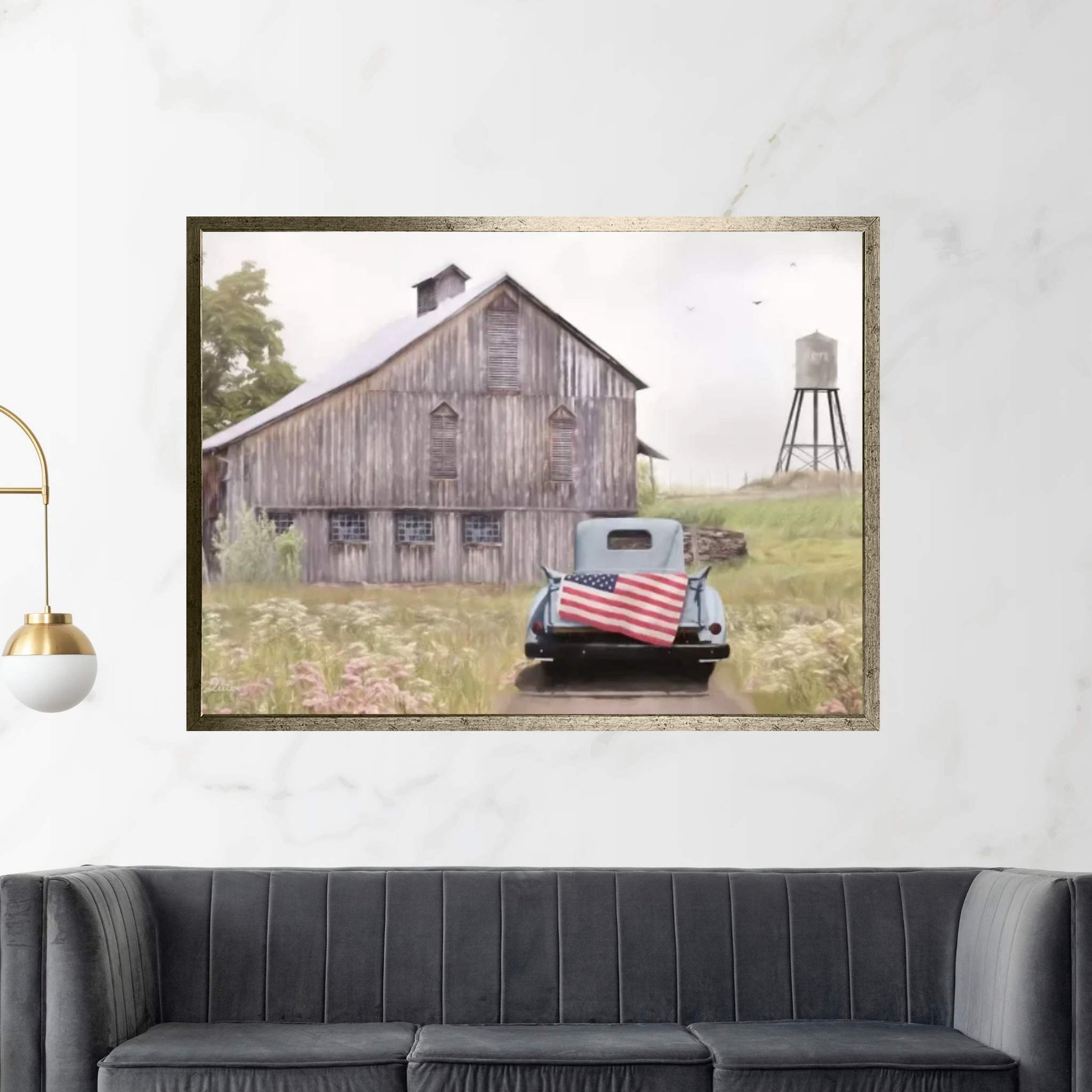 Flag on Tailgate Canvas Wall Art - Y Canvas