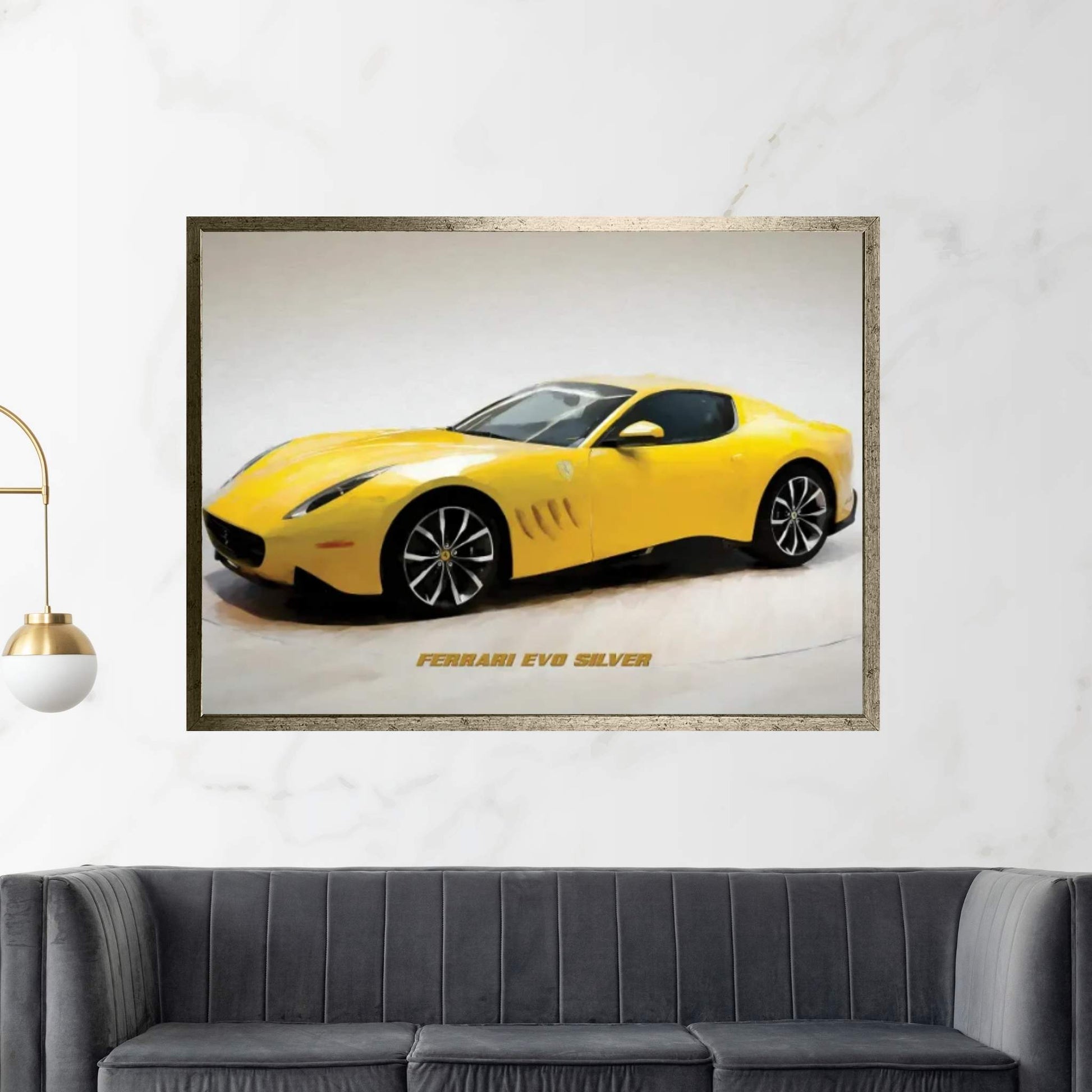 Ferrari Evo Silver In Watercolor Canvas Wall Art - Y Canvas