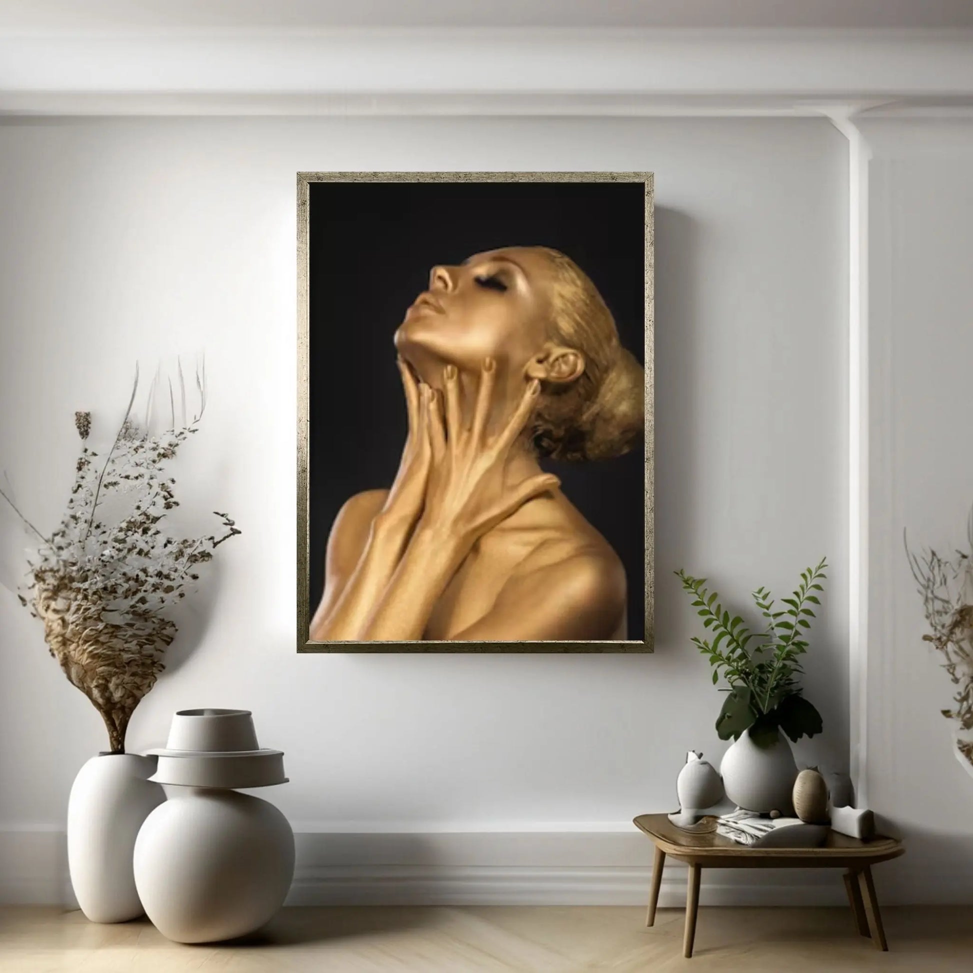 Black and Gold African Nude Woman Indian Oil Painting on Canvas Posters and Prints Scandinavian Wall Art Picture - Y Canvas