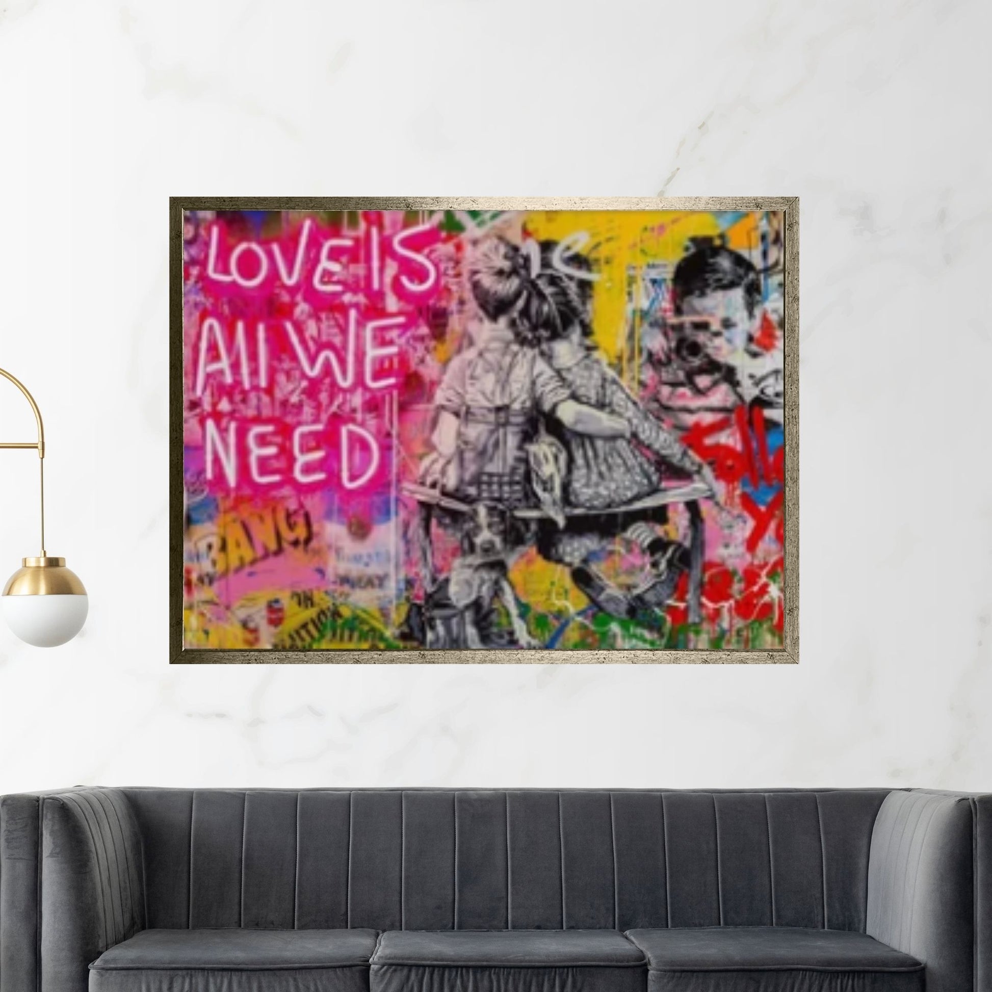 Banksy Art Love is All We Need Canvas Art / Banksy Art Love is All We Need Wall Art - Y Canvas