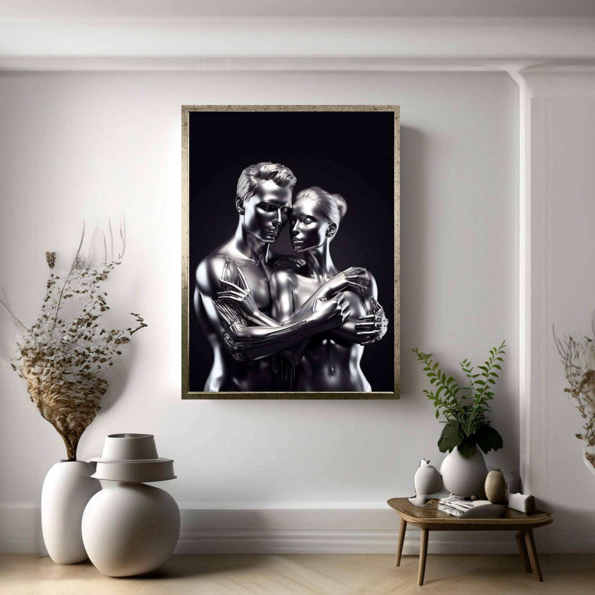 Metalic Love Couple Canvas Wall Art - Y Canvas