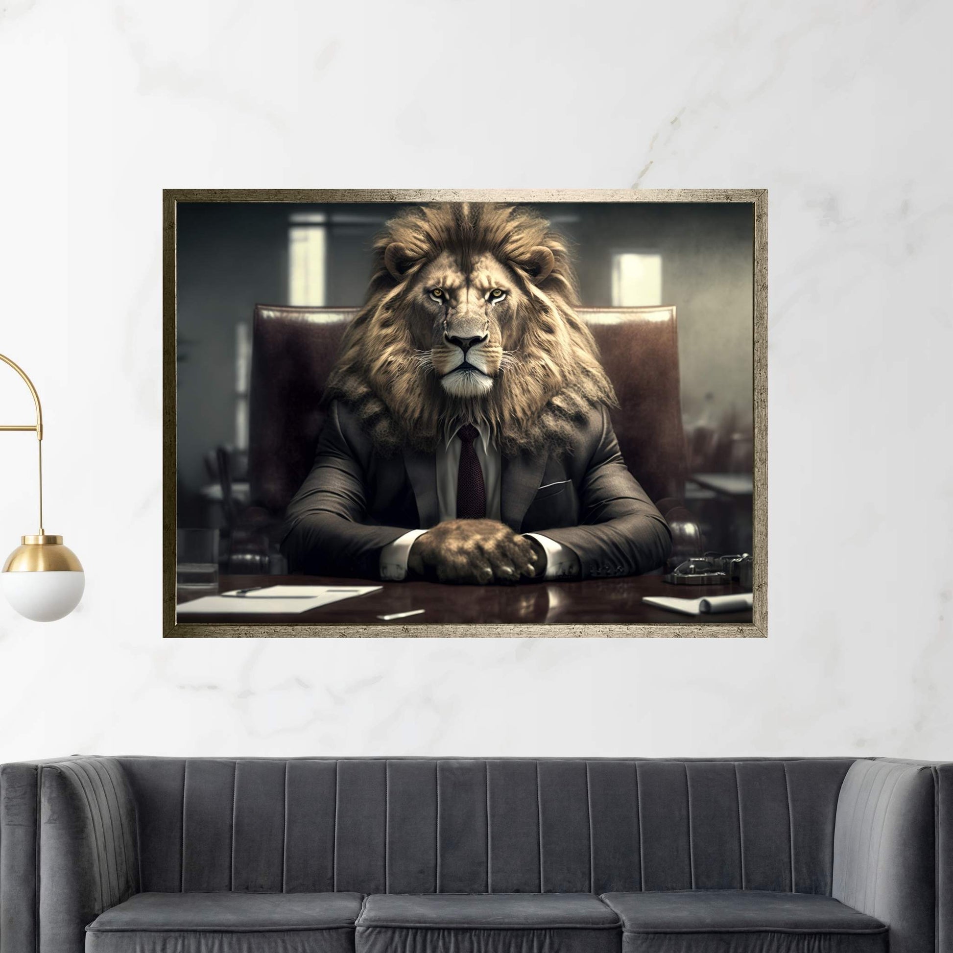 Businnes Lion Wall Art, Lion Canvas Art, Animal Wall Art - Y Canvas