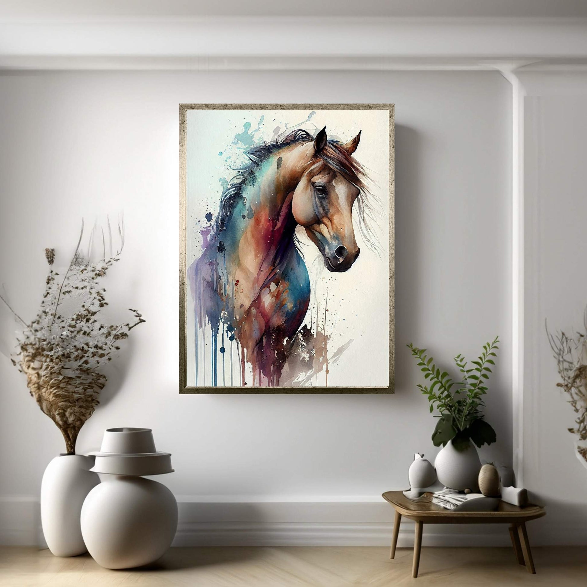 Colorful Horse Modern Abstract Animal Canvas Wall Art - Y Canvas