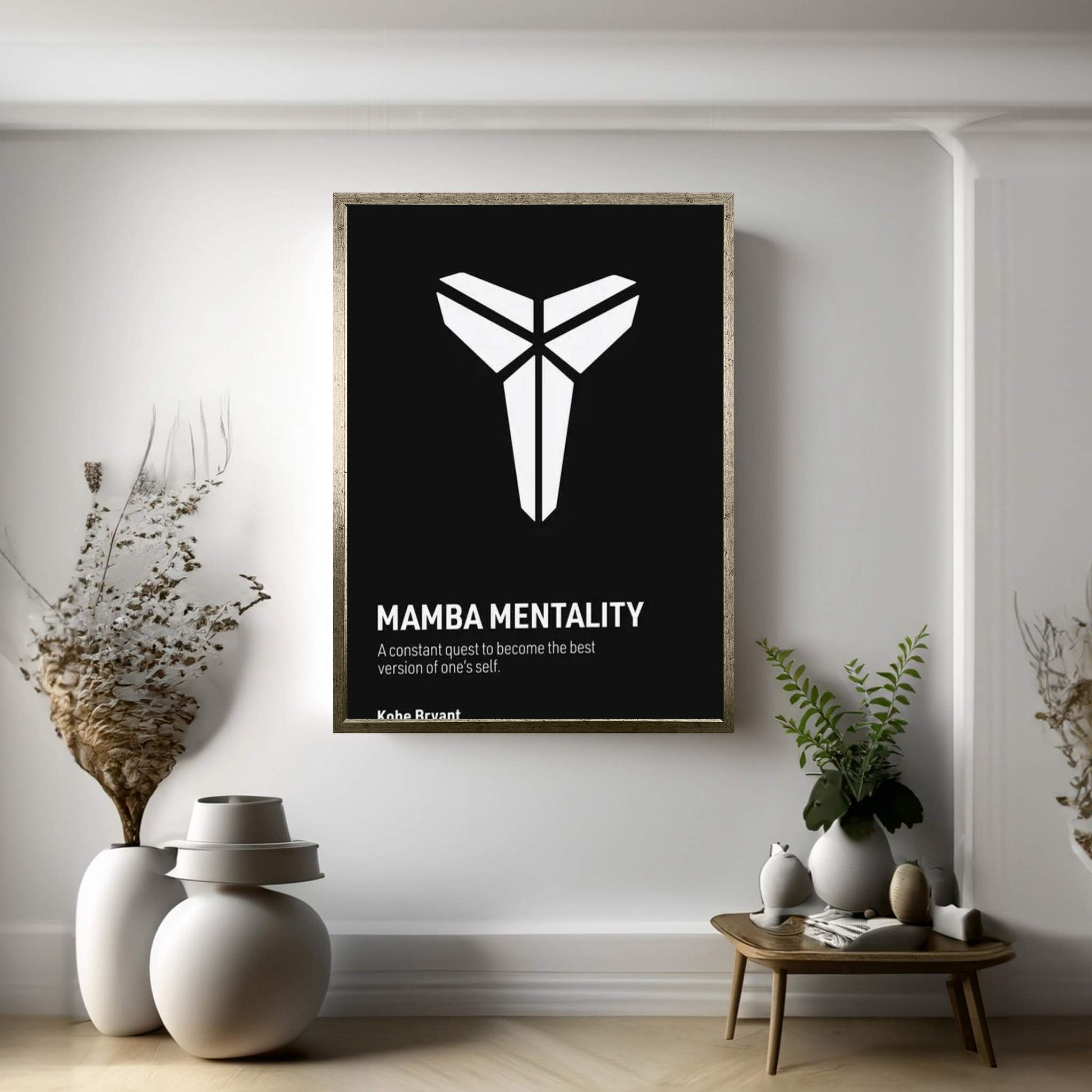 Mamba Mentality (Black/ White) Canvas Wall Art - Y Canvas