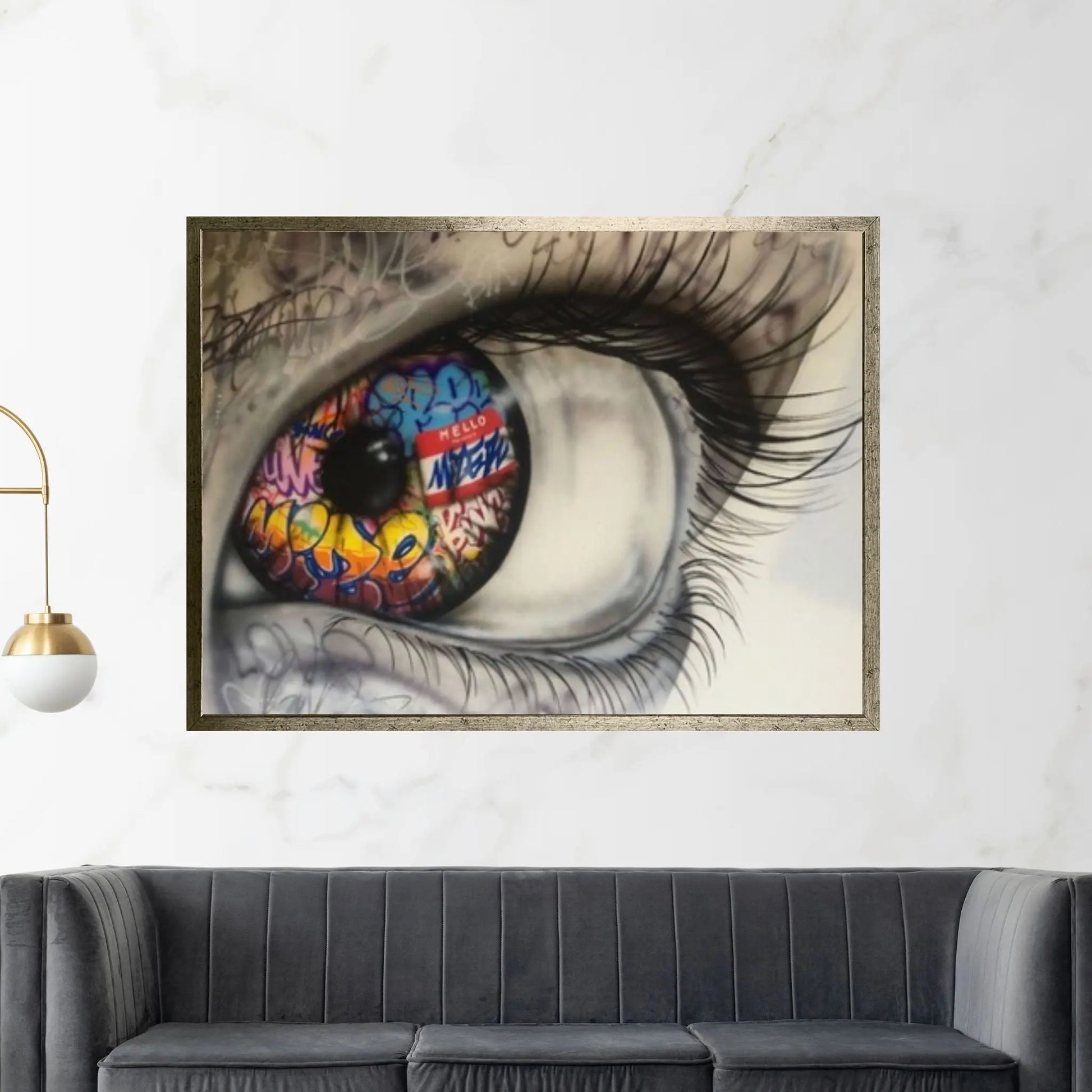 Banksy Canvas Wall Art, Big Eye Graffiti Painting Art Print, Graffiti Canvas Painting - Y Canvas
