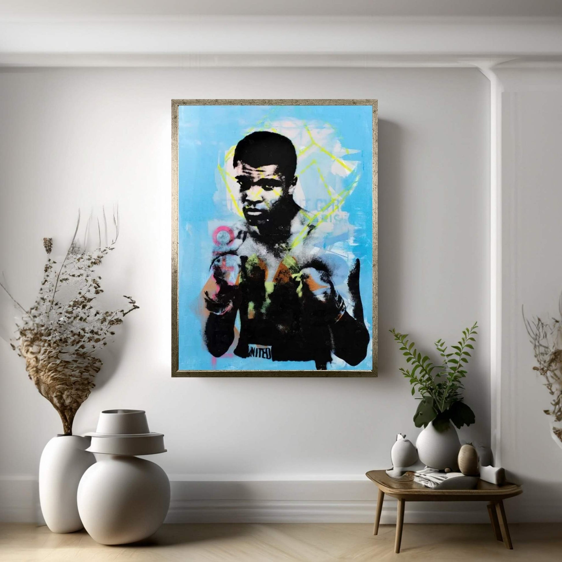 Muhammad Ali - Blue Canvas Wall Art - Y Canvas