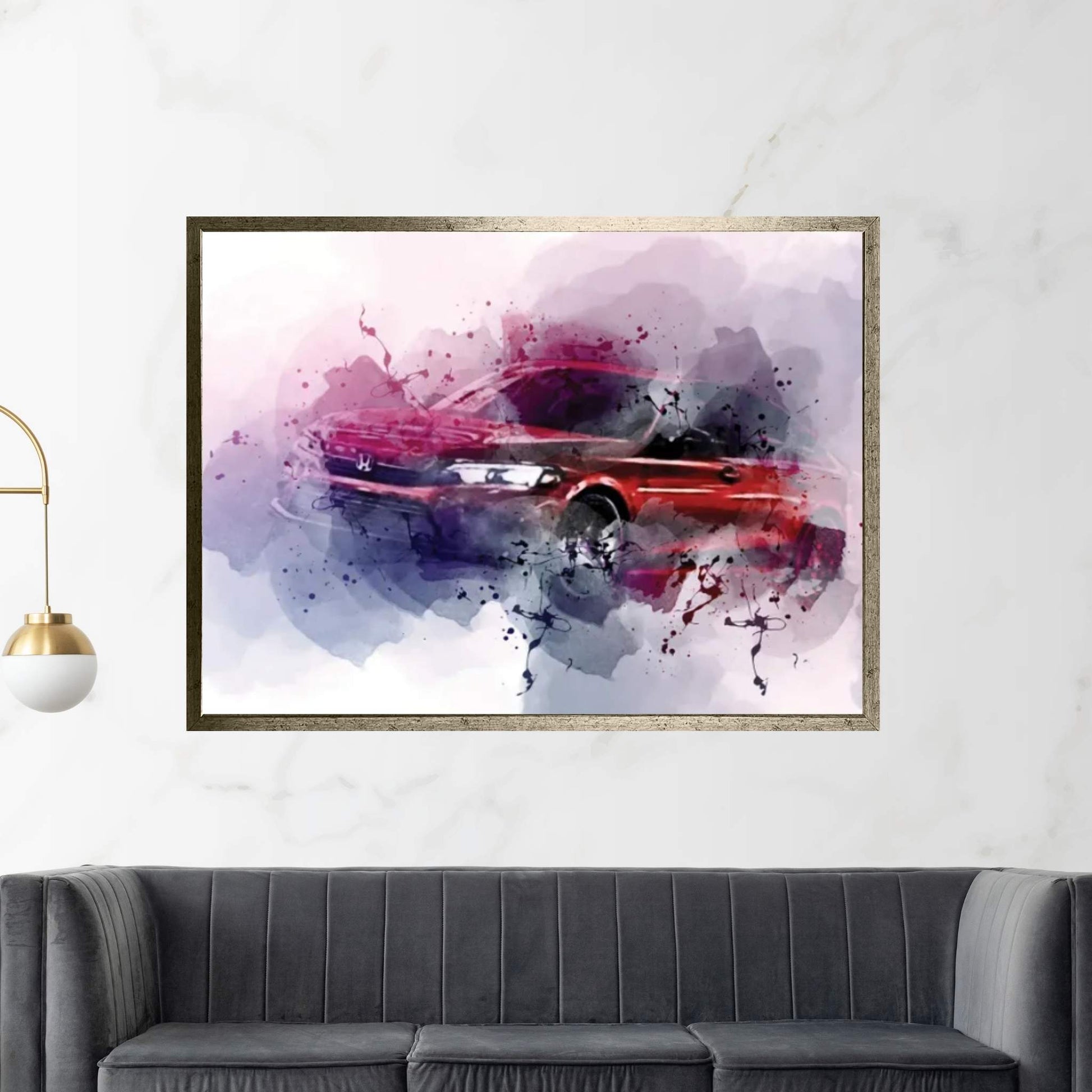 Honda Civic 2022 Exterior Red Sedan Canvas Wall Art - Y Canvas