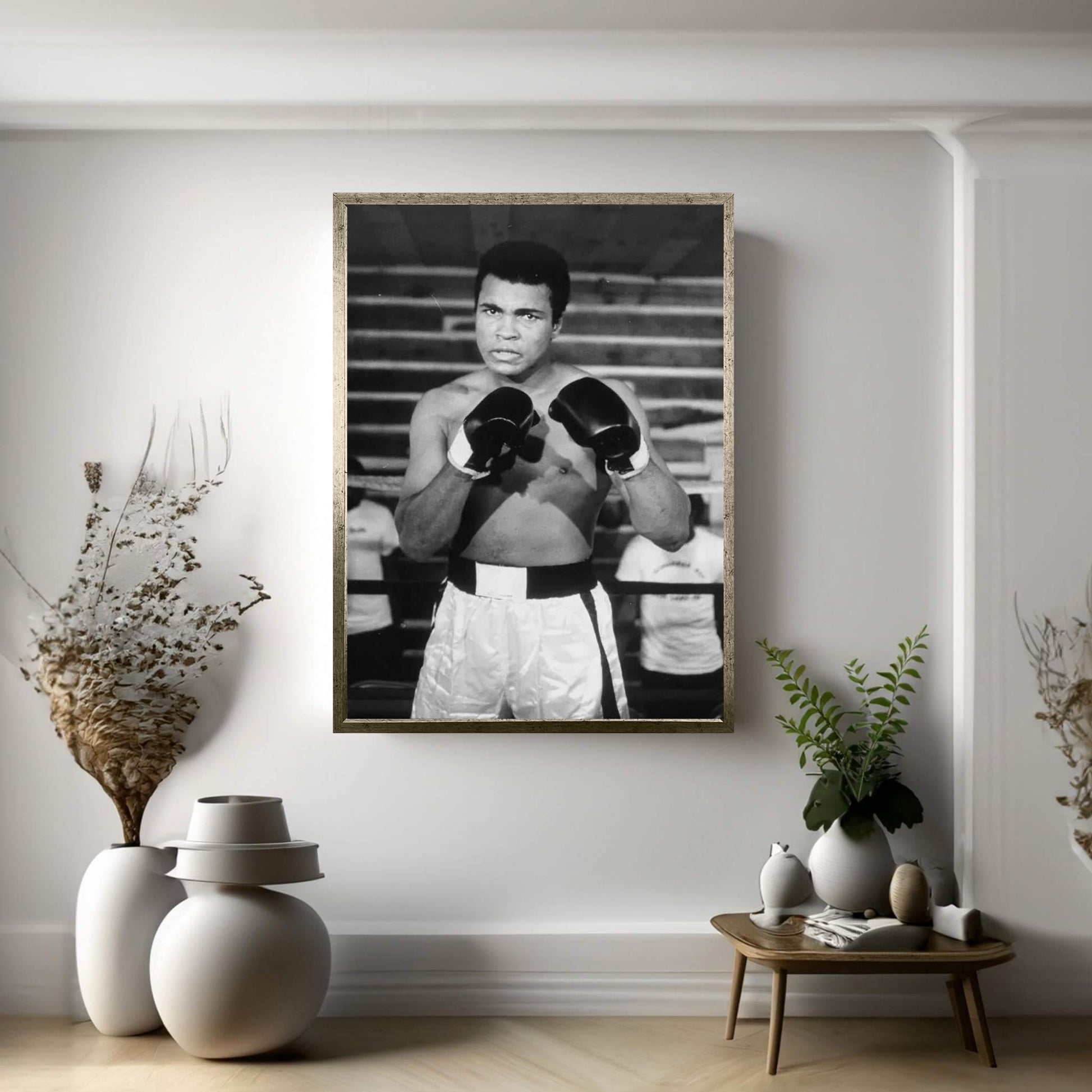 Muhammad Ali With A Fierce Glare While Training Canvas Wall Art - Y Canvas