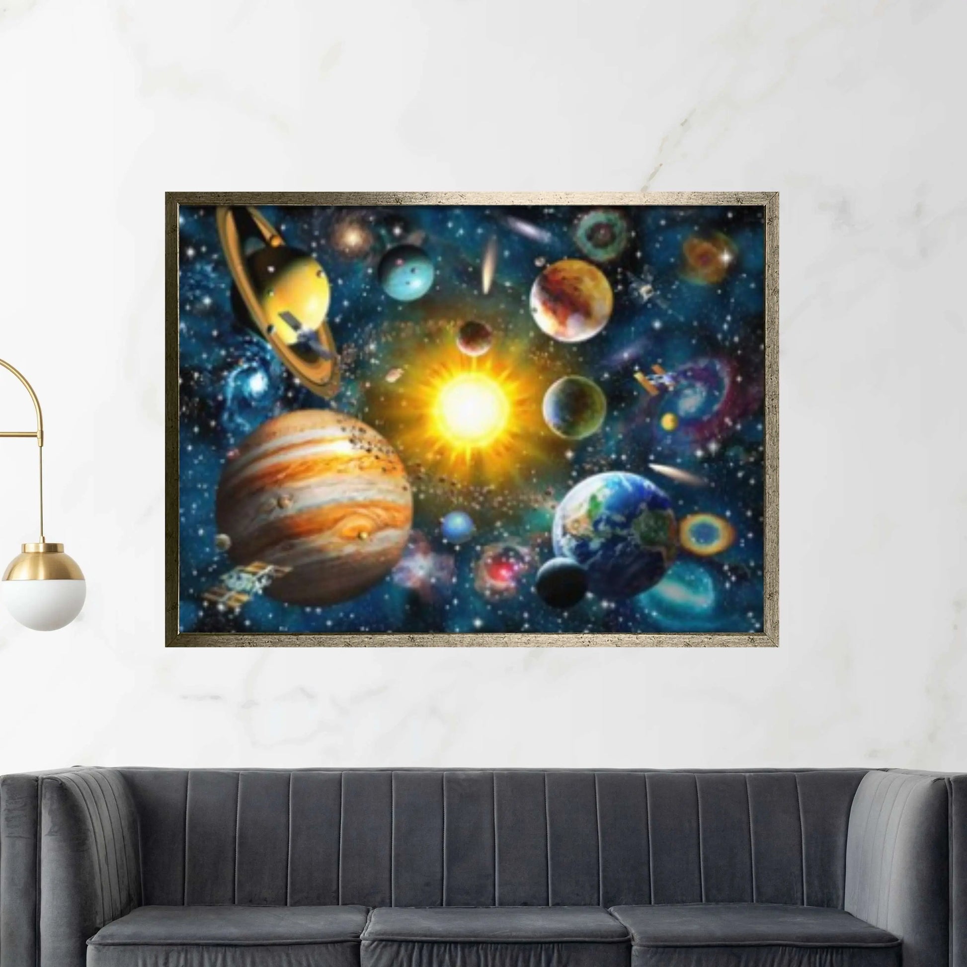 Amazing Solar System Outer Space Canvas Wall Art ,Floating Frame Option, Extra Large Canvas Wall Art Print on Canvas - Y Canvas