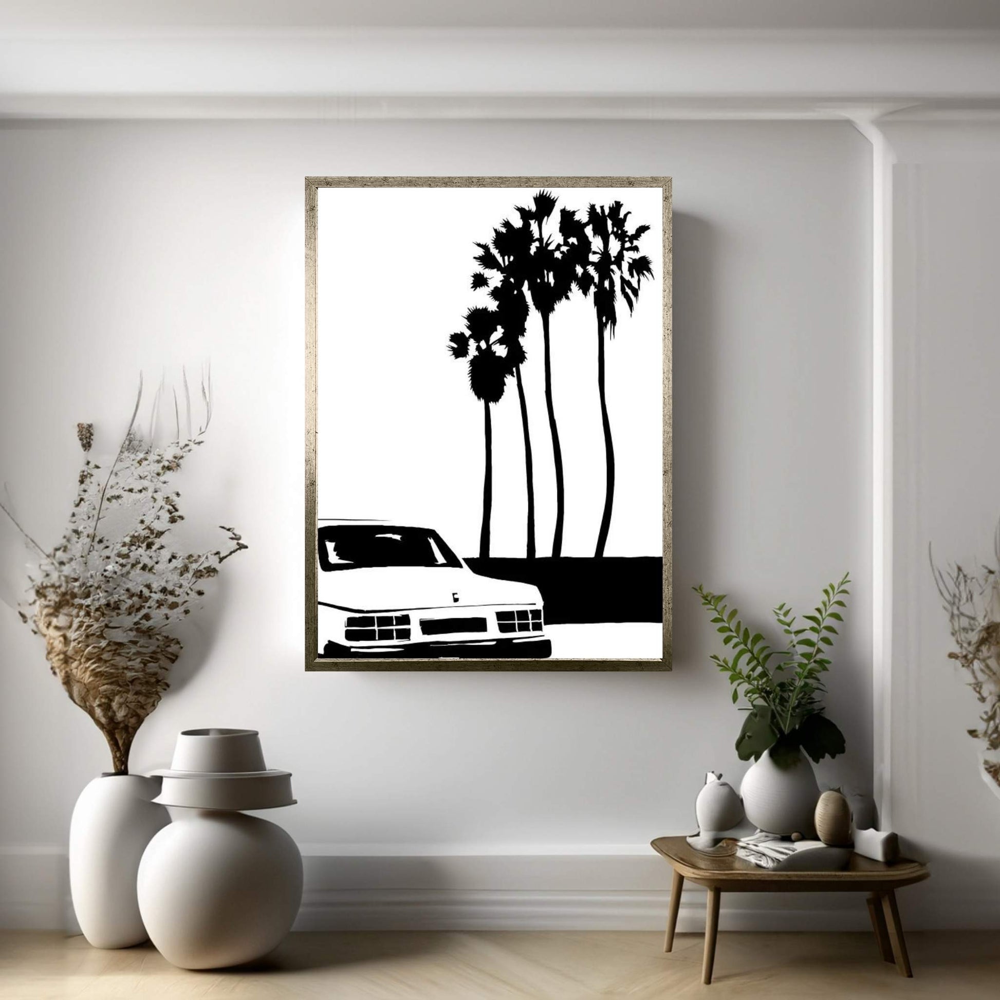 Car And Palms Canvas Wall Art - Y Canvas