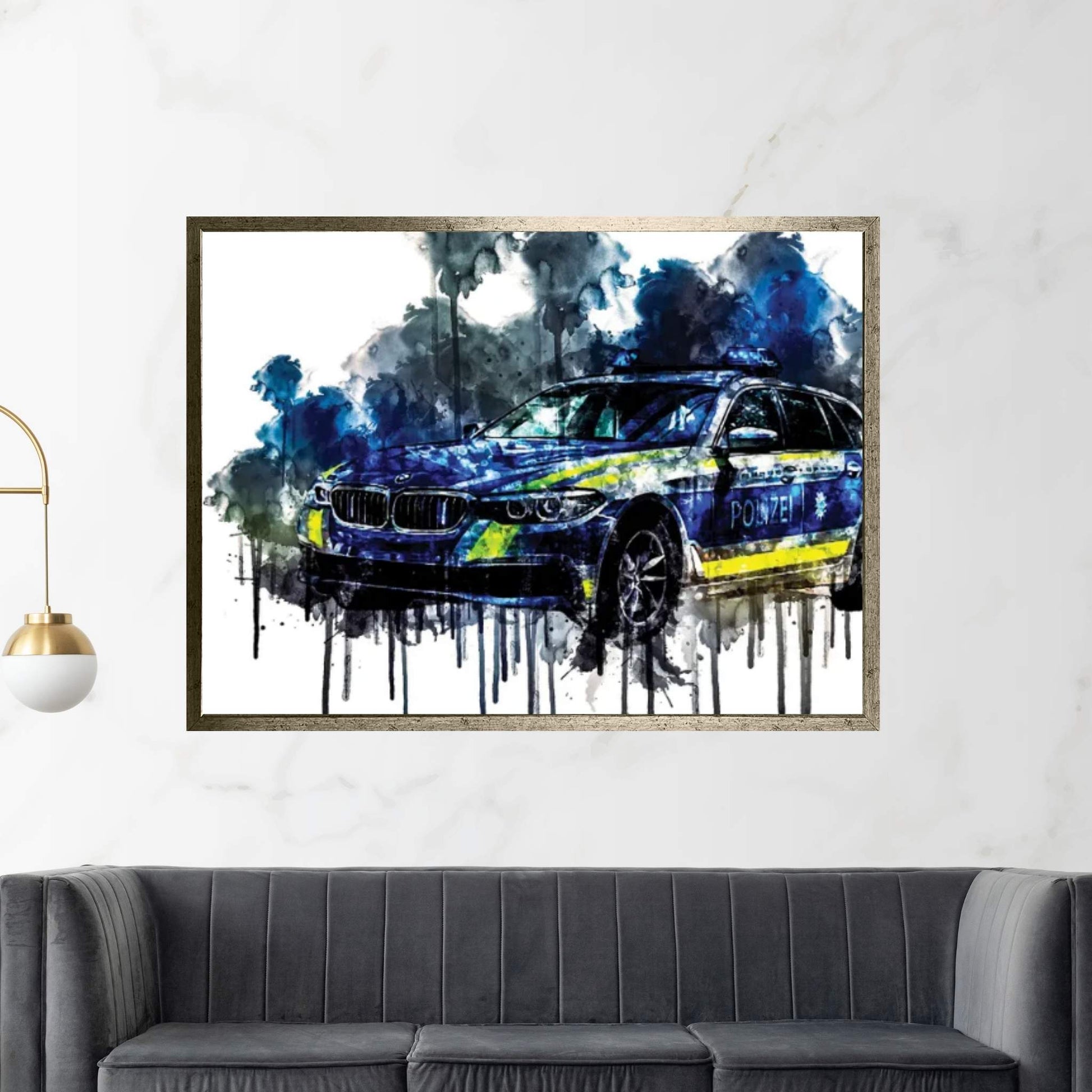 2017 BMW 530D XDrive Touring Polizei Canvas Wall Art - Y Canvas