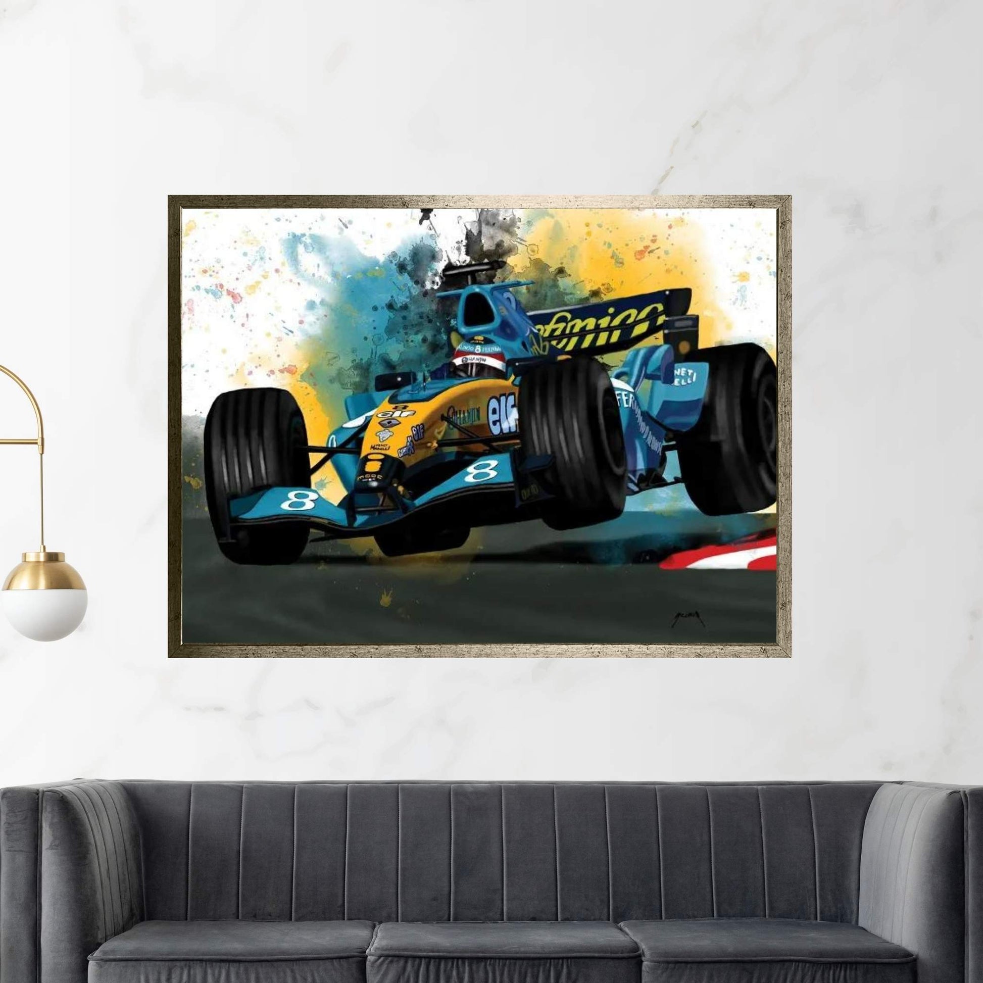Alonso's Racecar Canvas Wall Art - Y Canvas