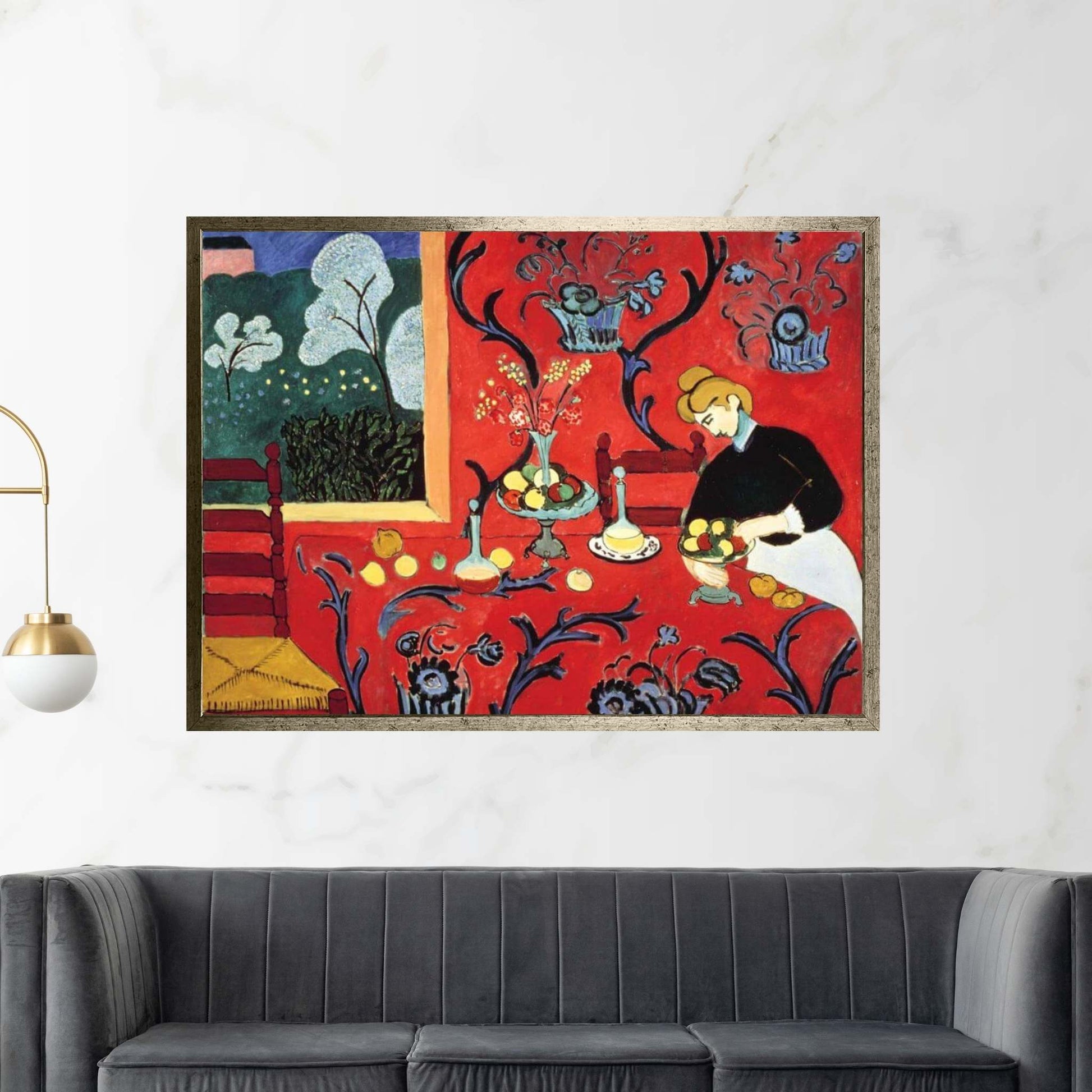 Breakfast in the Red Room Canvas Wall Art - Y Canvas