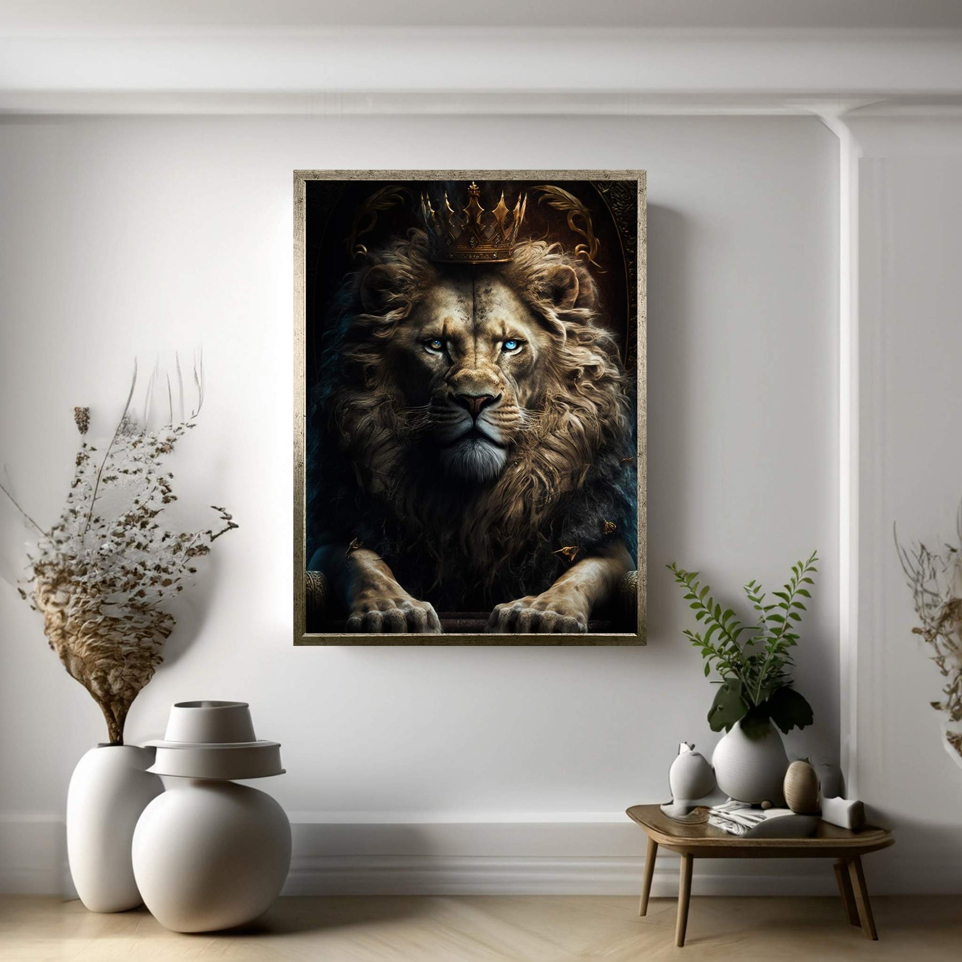 King Lion Wall Art, Lion Canvas Art, Animal Wall Art - Y Canvas