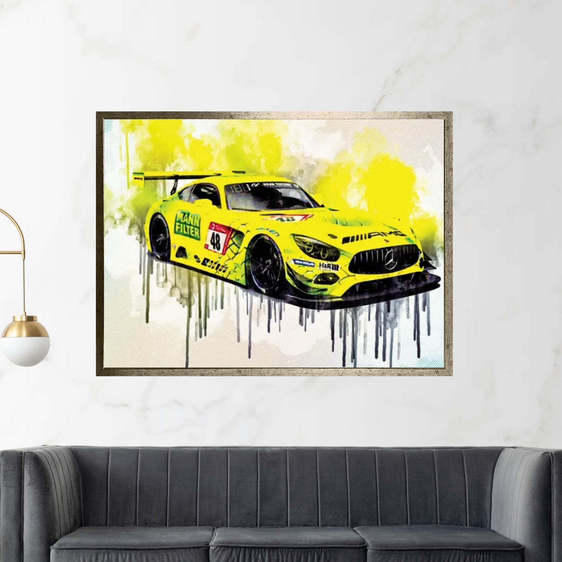 Mercedes-Amg Gt3 2019 Racing Car German Sports Cars Team Mann-Filter Adac Gt Masters Christian Hohenadel Lance David Arnold Raf Canvas Wall Art - Y Canvas