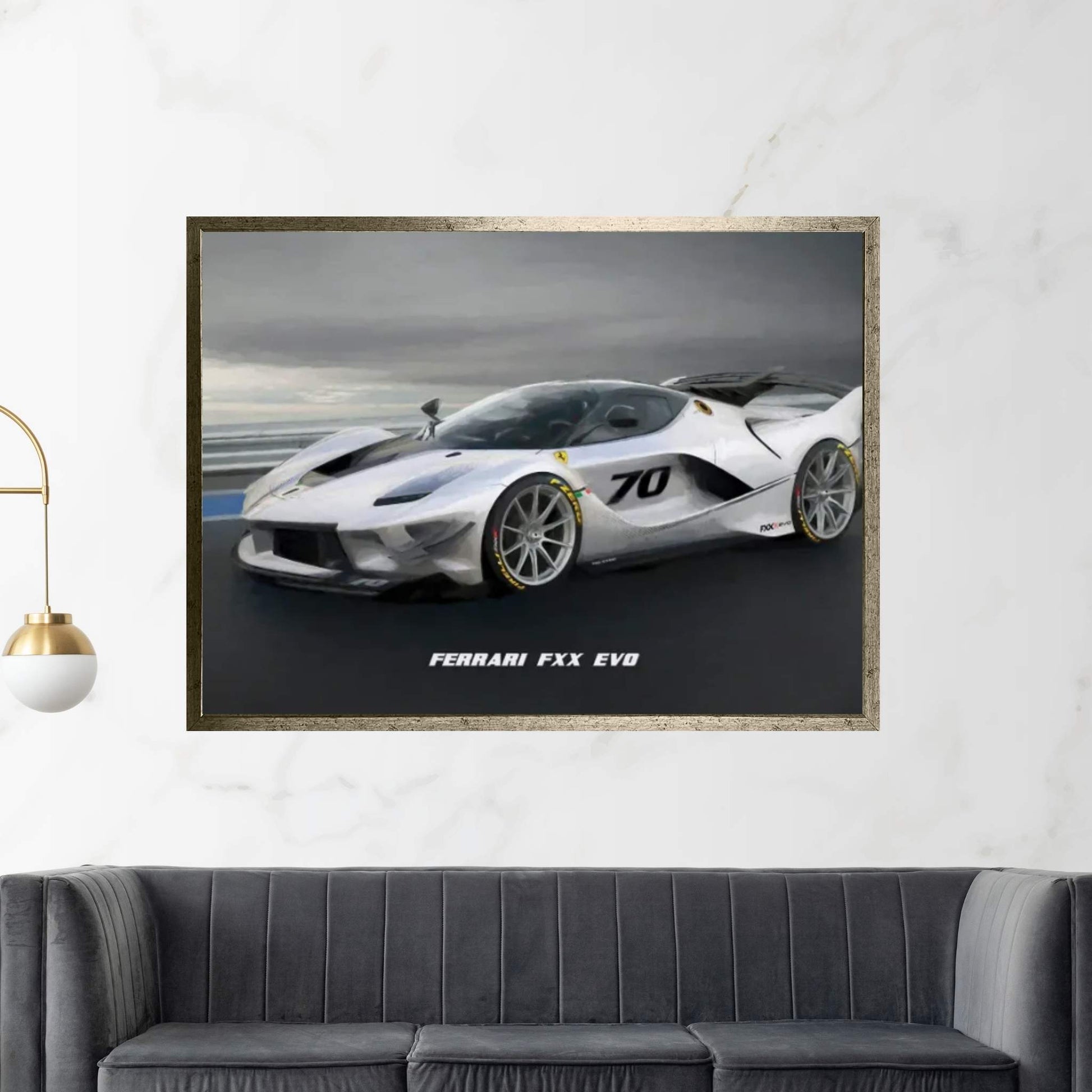 Ferrari FXX Evo In Watercolor Canvas Wall Art - Y Canvas