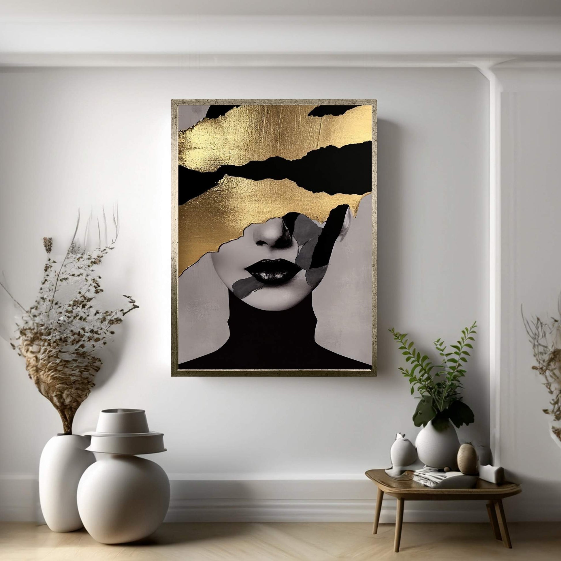 Modern Woman Gold Details Canvas Wall Art - Y Canvas