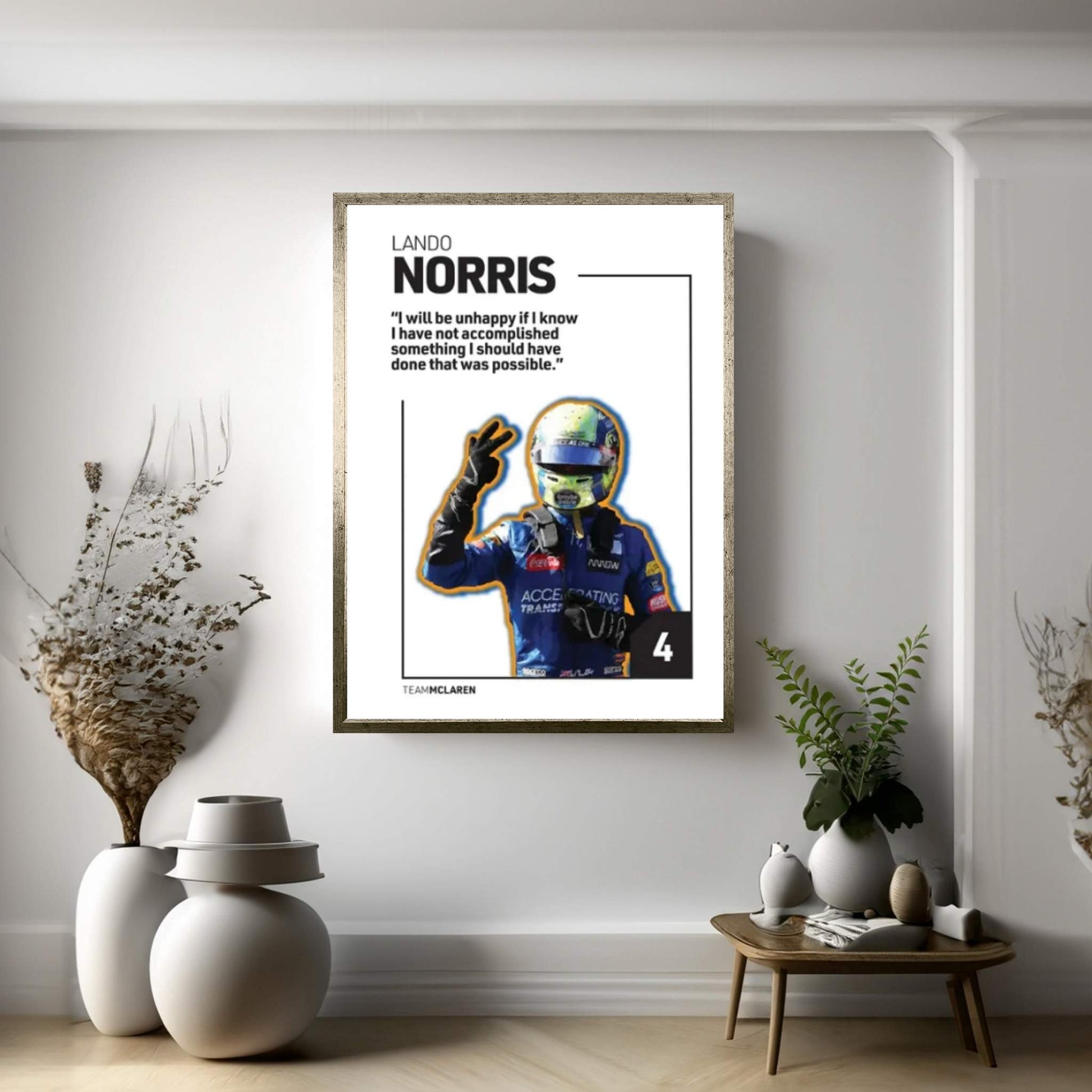 Lando Norris (White) Canvas Wall Art - Y Canvas