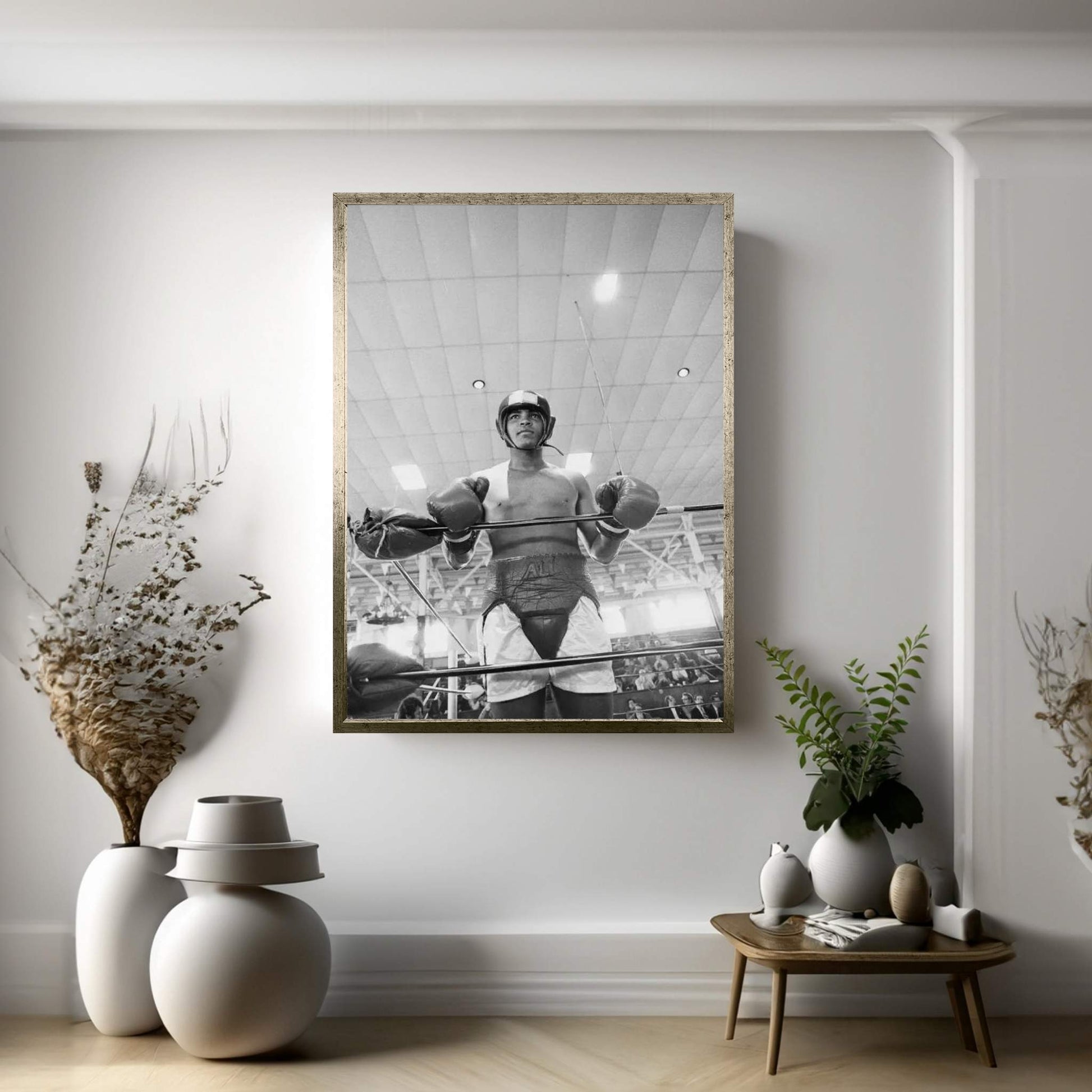 Muhammad Ali In Sparring Gear Canvas Wall Art - Y Canvas