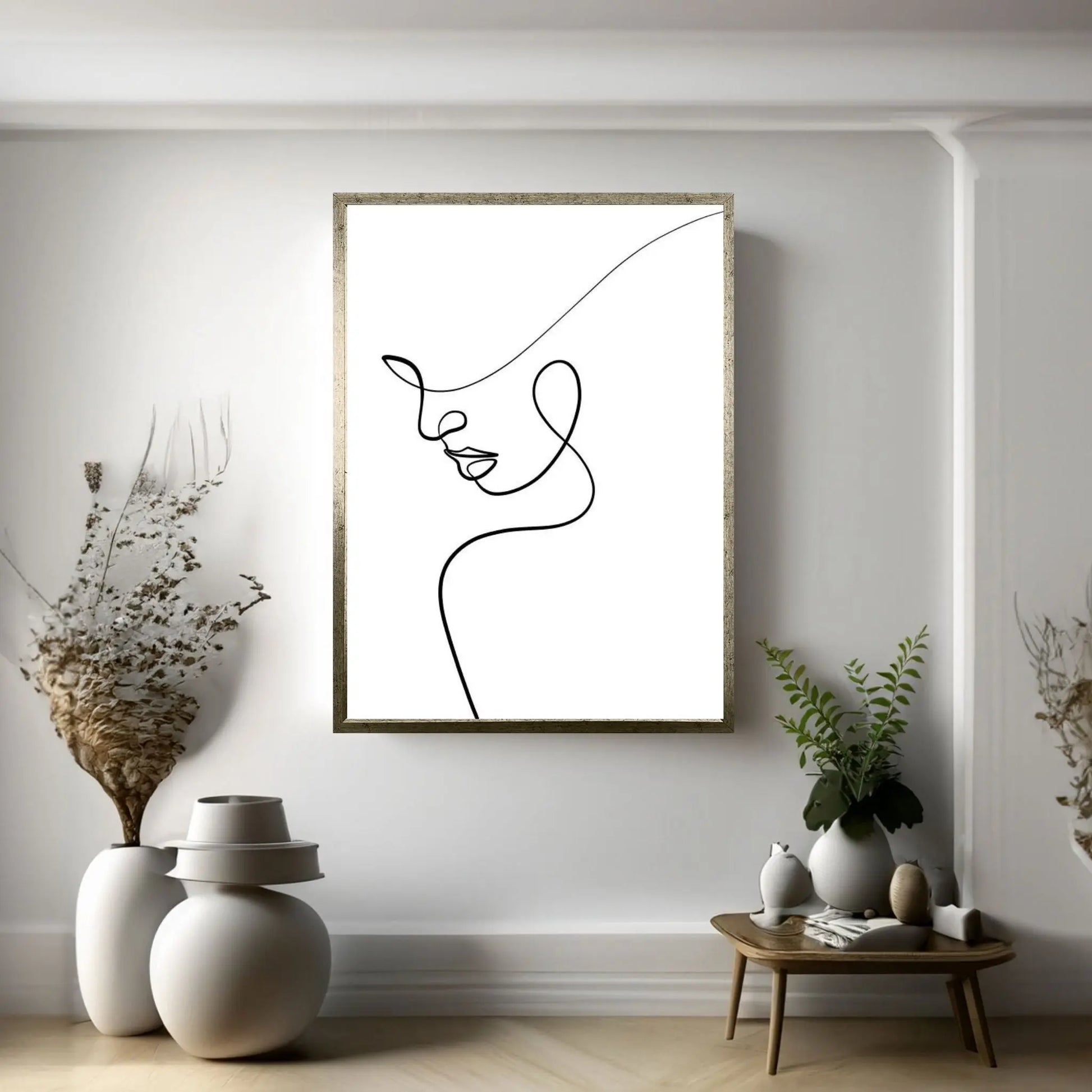 One Line Woman Canvas Wall Art - Y Canvas