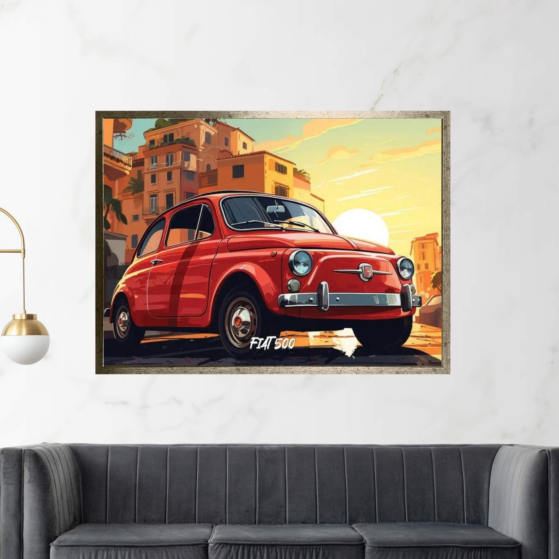 Fiat 500 Comic Canvas Wall Art - Y Canvas
