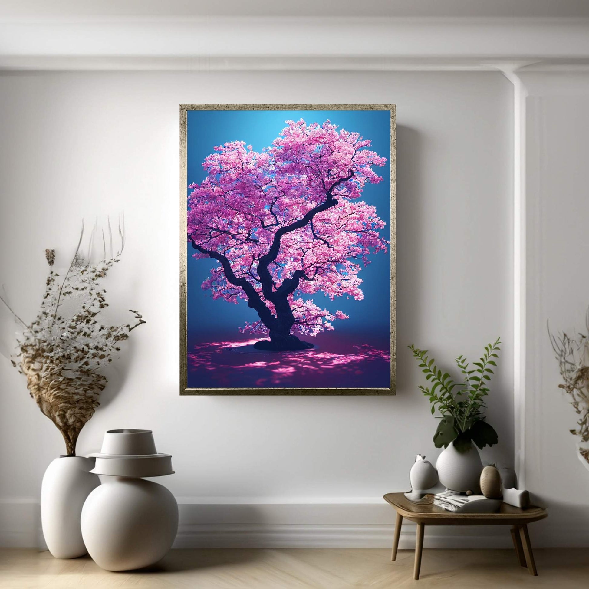Pink Japanese Tree, Landscape Canvas Wall Art - Y Canvas