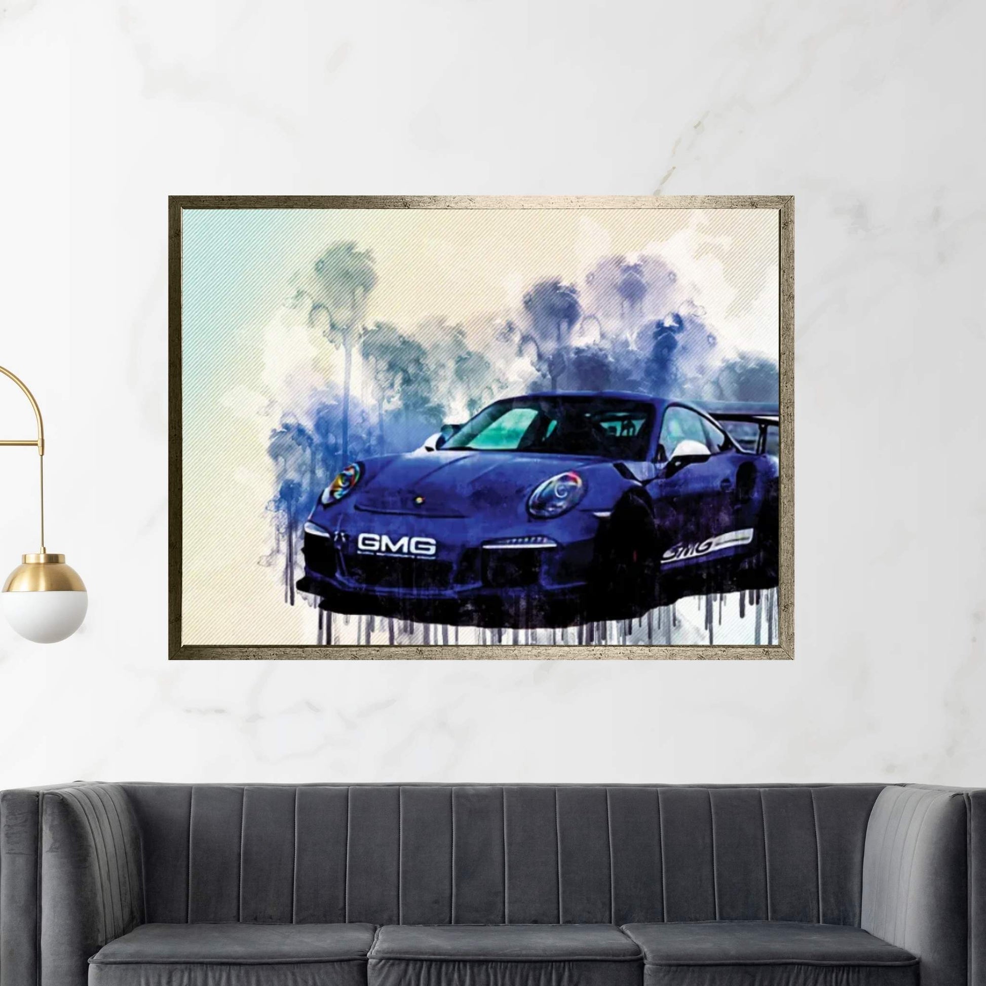 Porsche 911 Gt3Rs Tuning Blue Sports German Sports Cars Canvas Wall Art - Y Canvas