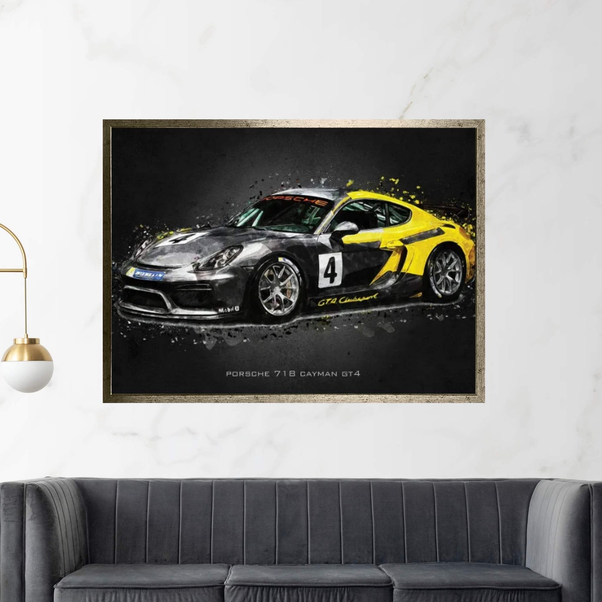 Porsche 718 Cayman GT4 Canvas Wall Art - Y Canvas