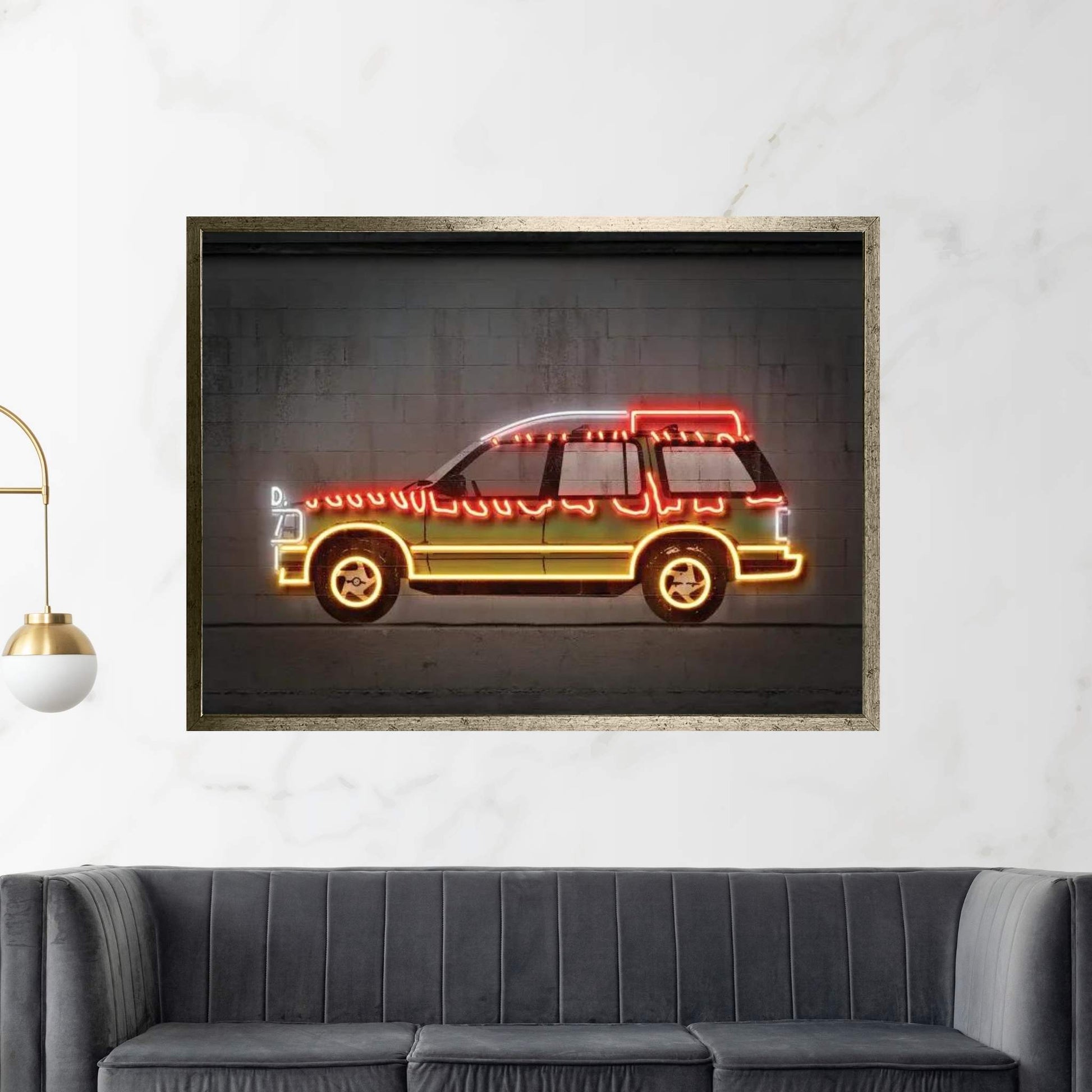 Jurassic Car Canvas Wall Art - Y Canvas
