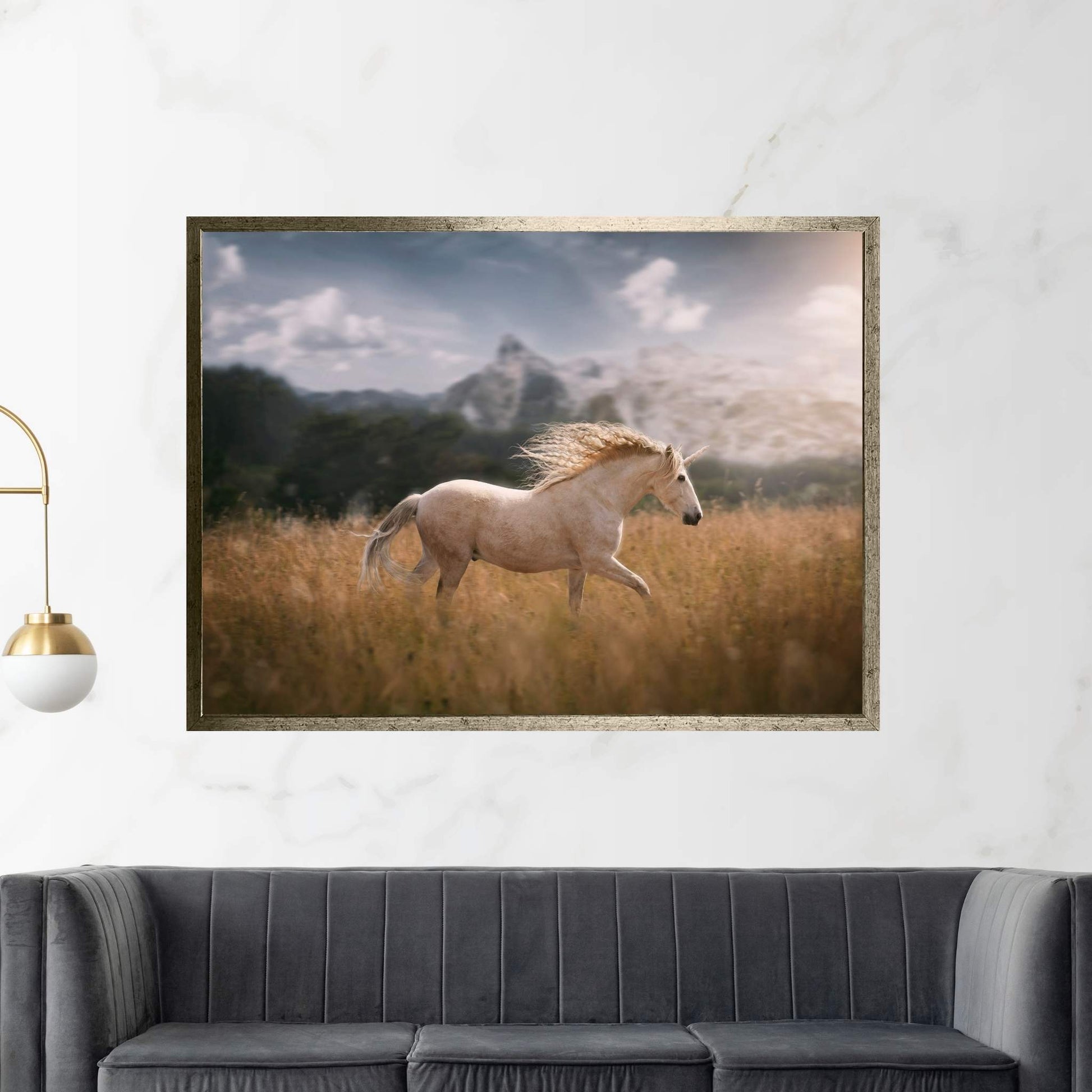 Beautiful White Horse Canvas Wall Art , Animal Wall Art - Y Canvas