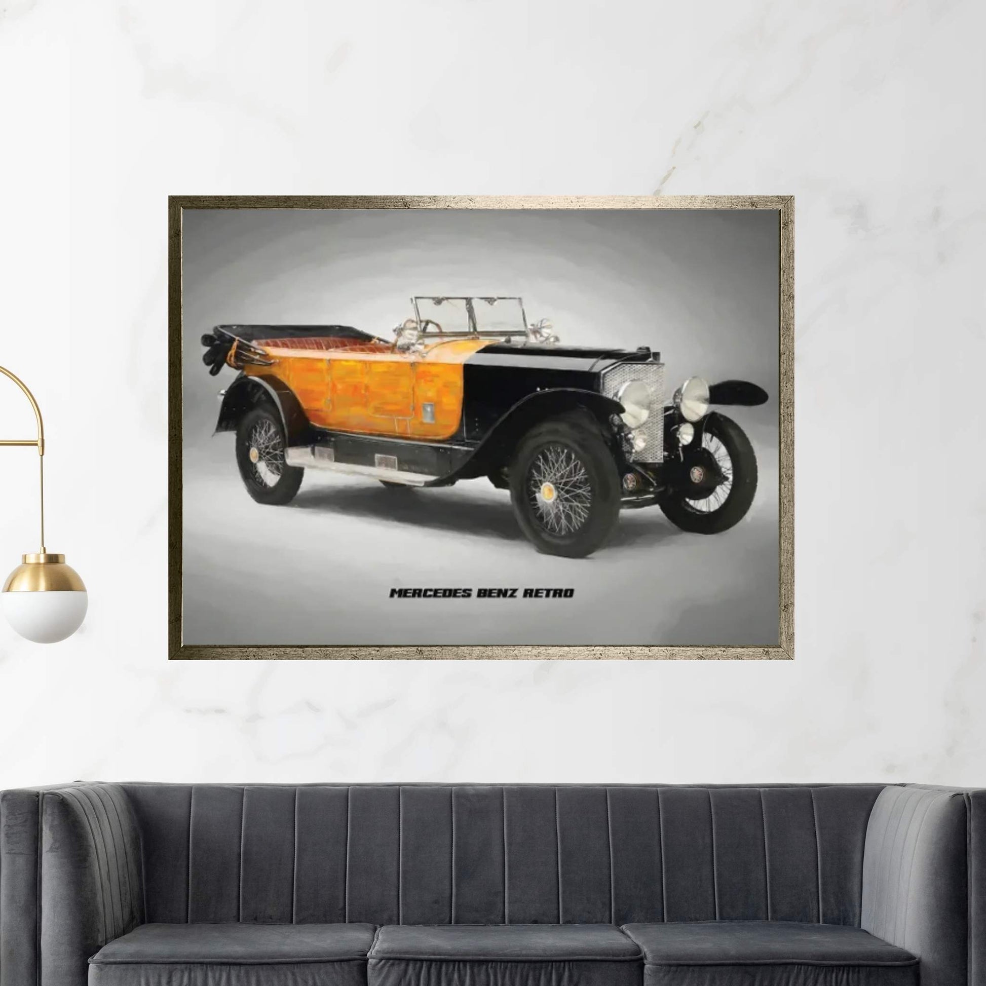 Mercedes Benz Retro In Watercolor Canvas Wall Art - Y Canvas