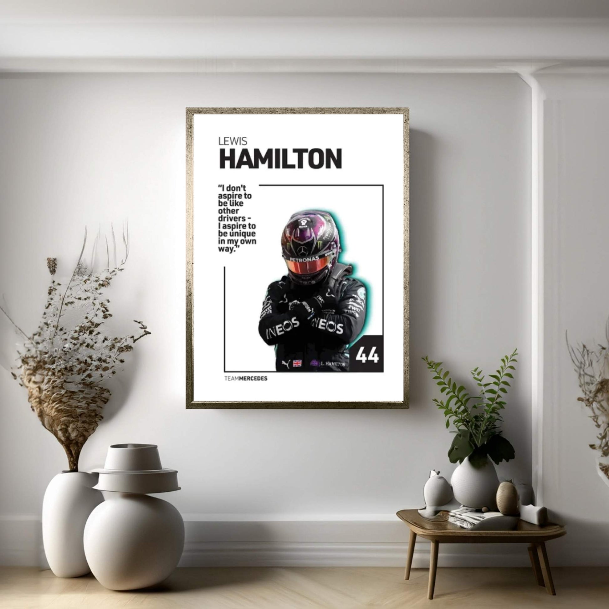 Lewis Hamilton (White) Canvas Wall Art - Y Canvas