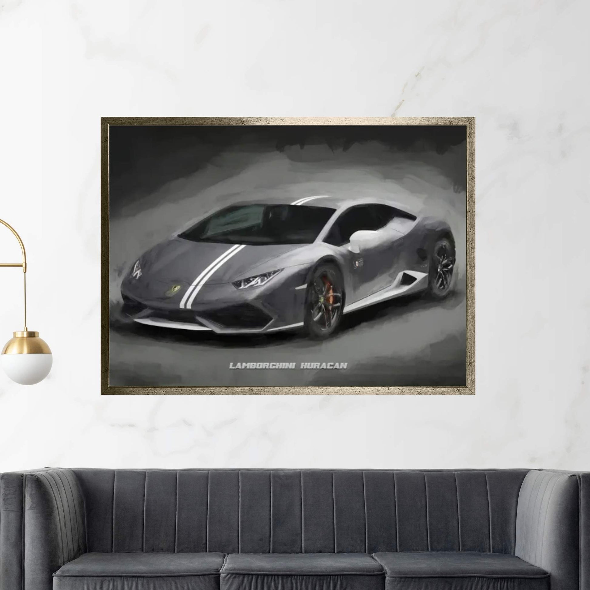 Lamborghini Huracan In Watercolor Canvas Wall Art - Y Canvas