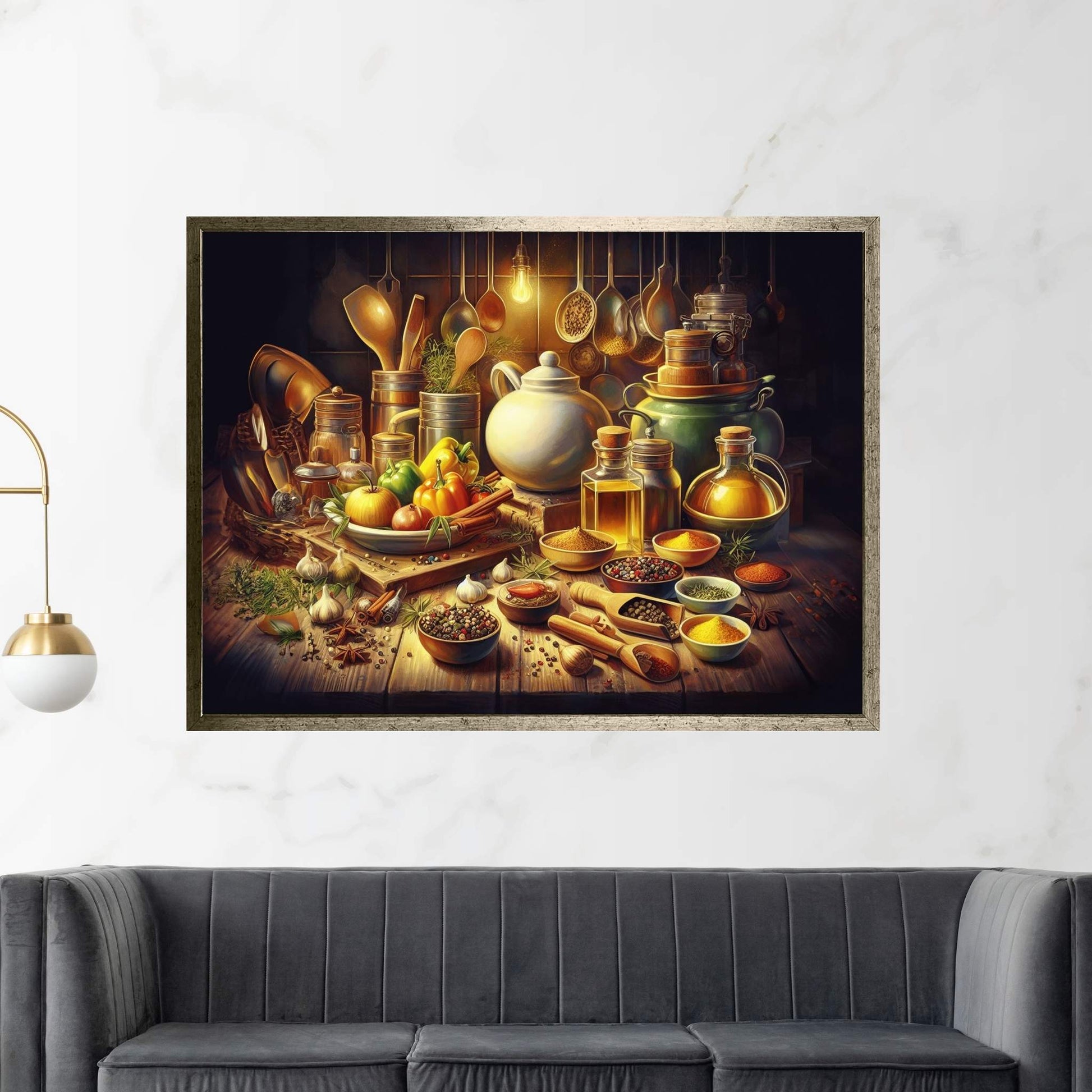 Spices Kitchen Wall Art, Food Artwork, Abstract Wall Decor, Indian Spices Canvas, Modern Wall Decor Home Decor - Y Canvas