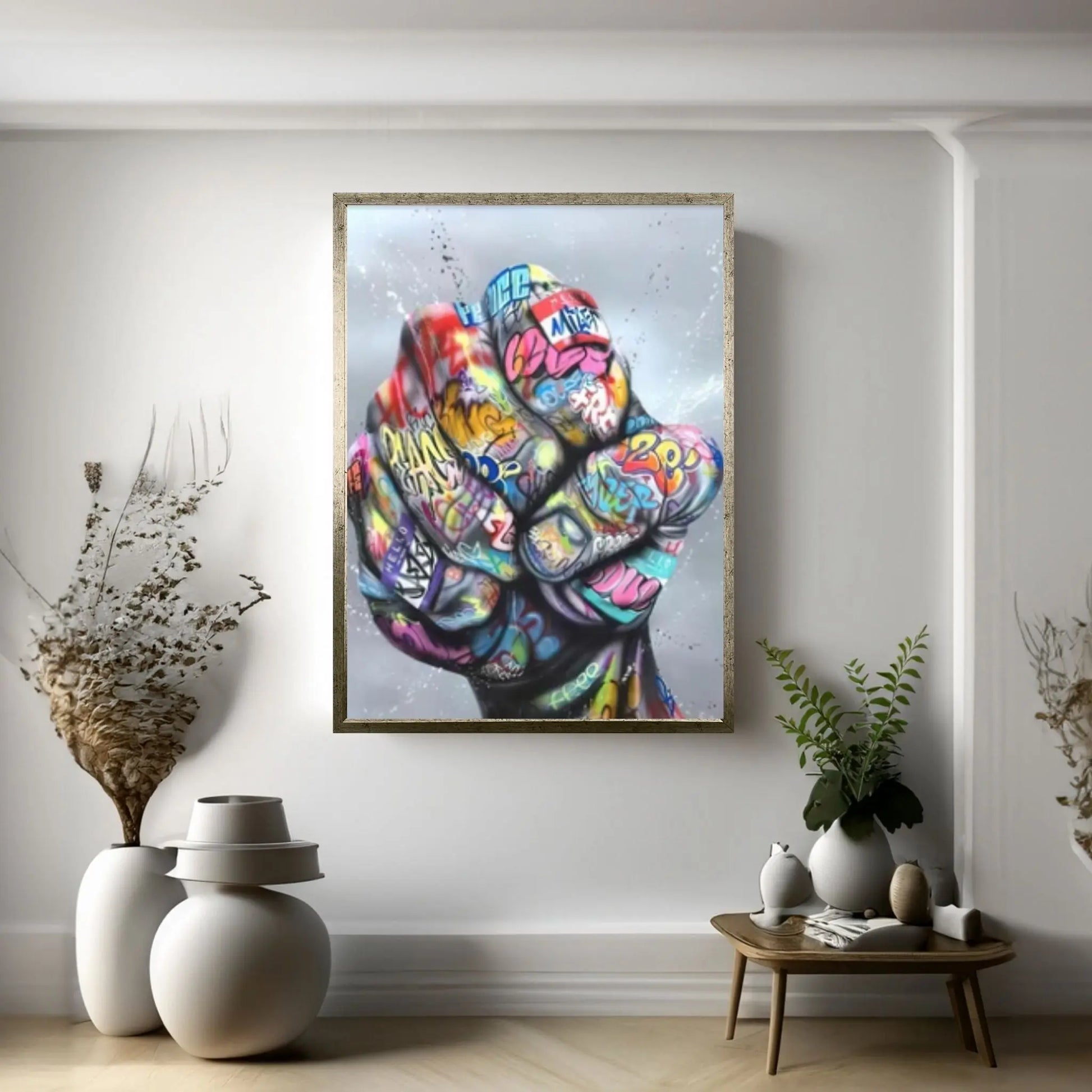 Banksy Canvas Wall Art, Creation of Adam Decor, Creation of Graffiti Adam - Y Canvas