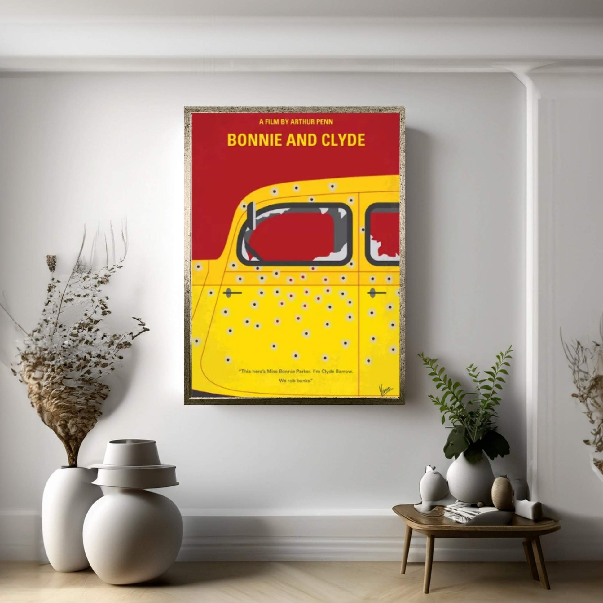 Bonnie And Clyde Minimal Movie Poster Canvas Wall Art - Y Canvas