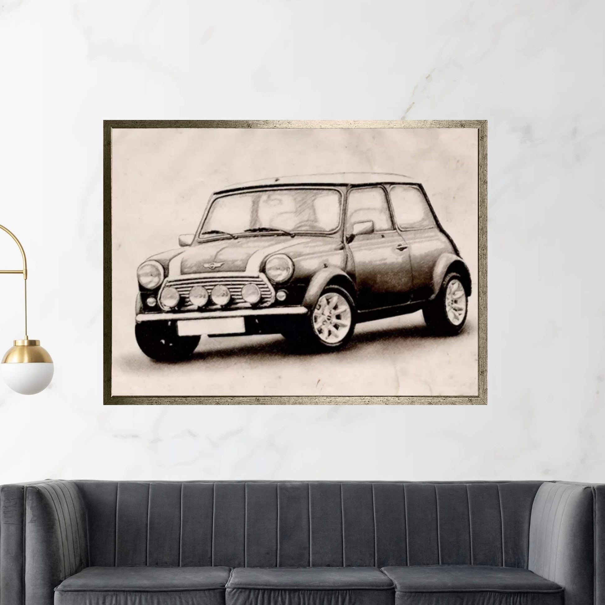 Mini Cooper Sketch Canvas Wall Art - Y Canvas