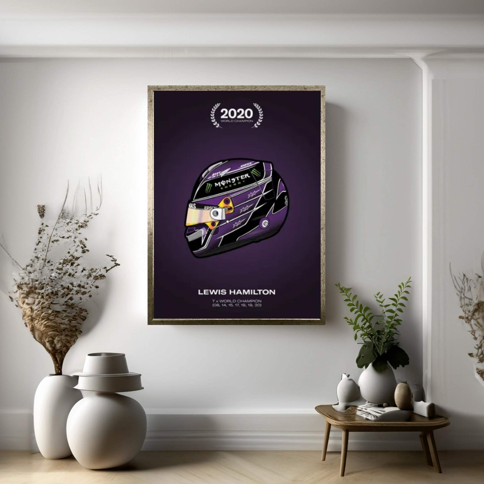 Lewis Hamilton Championship Helmet Canvas Wall Art - Y Canvas