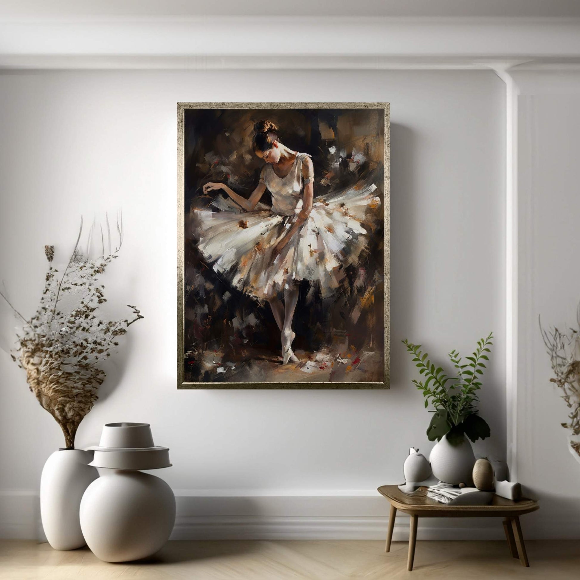 Ballerina Woman in White Dress Canvas Art Wall Decor - Y Canvas