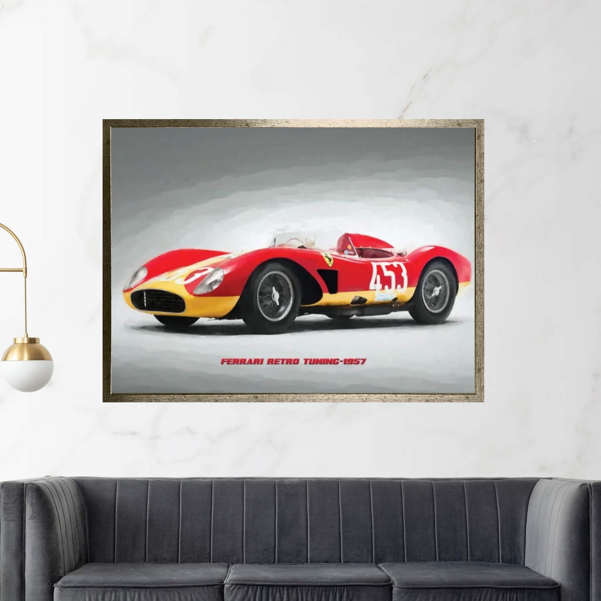 Ferrari Retro Tuning 1957 In Watercolor Canvas Wall Art - Y Canvas