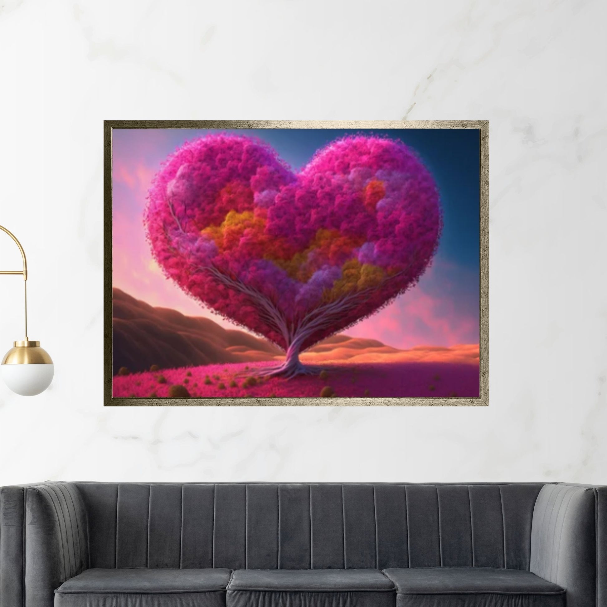Heart Tree Canvas Wall Art Red Heart Shaped Tree - Landscape Wall Canvas Art - Y Canvas
