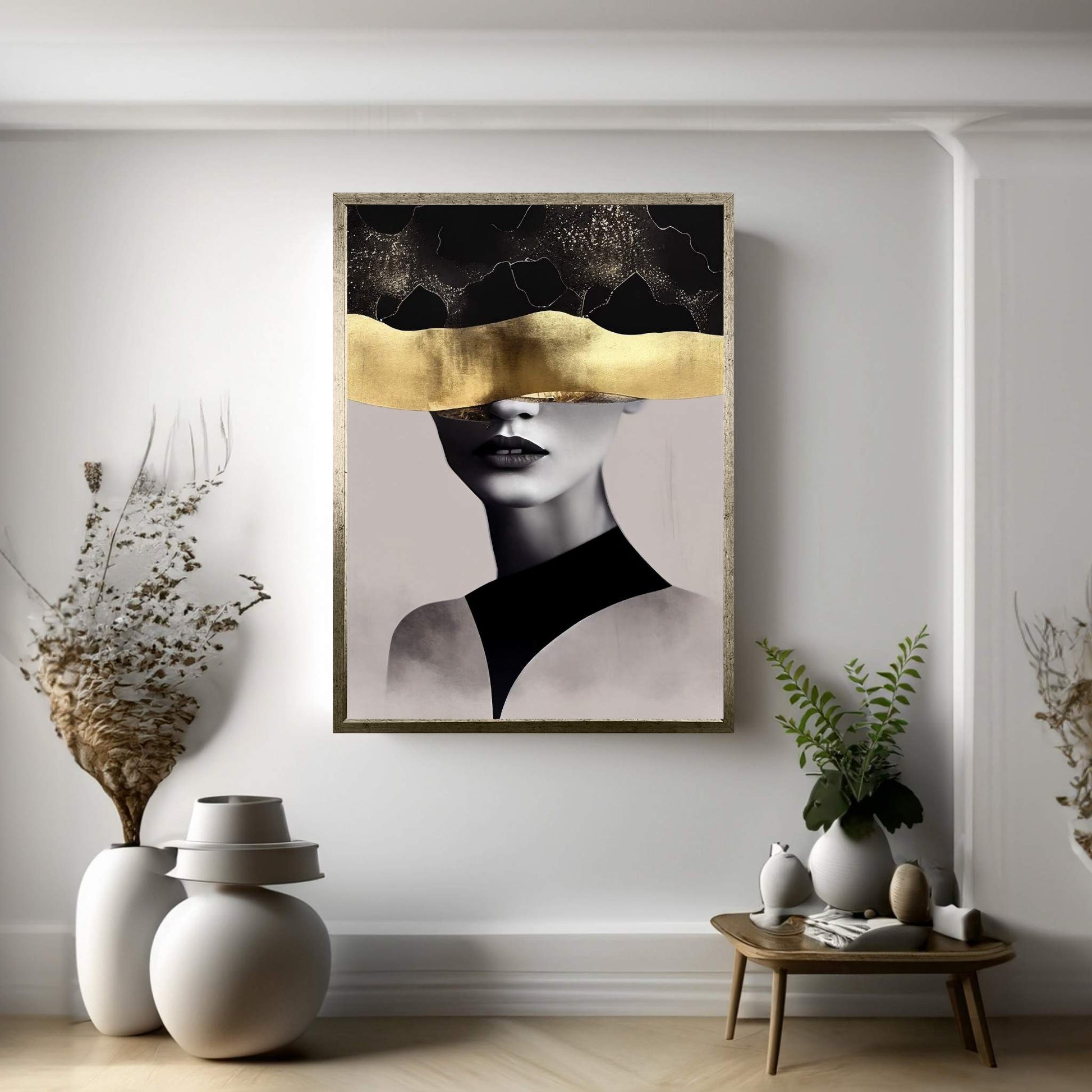 Modern Woman Gold Details Canvas Wall Art - Y Canvas