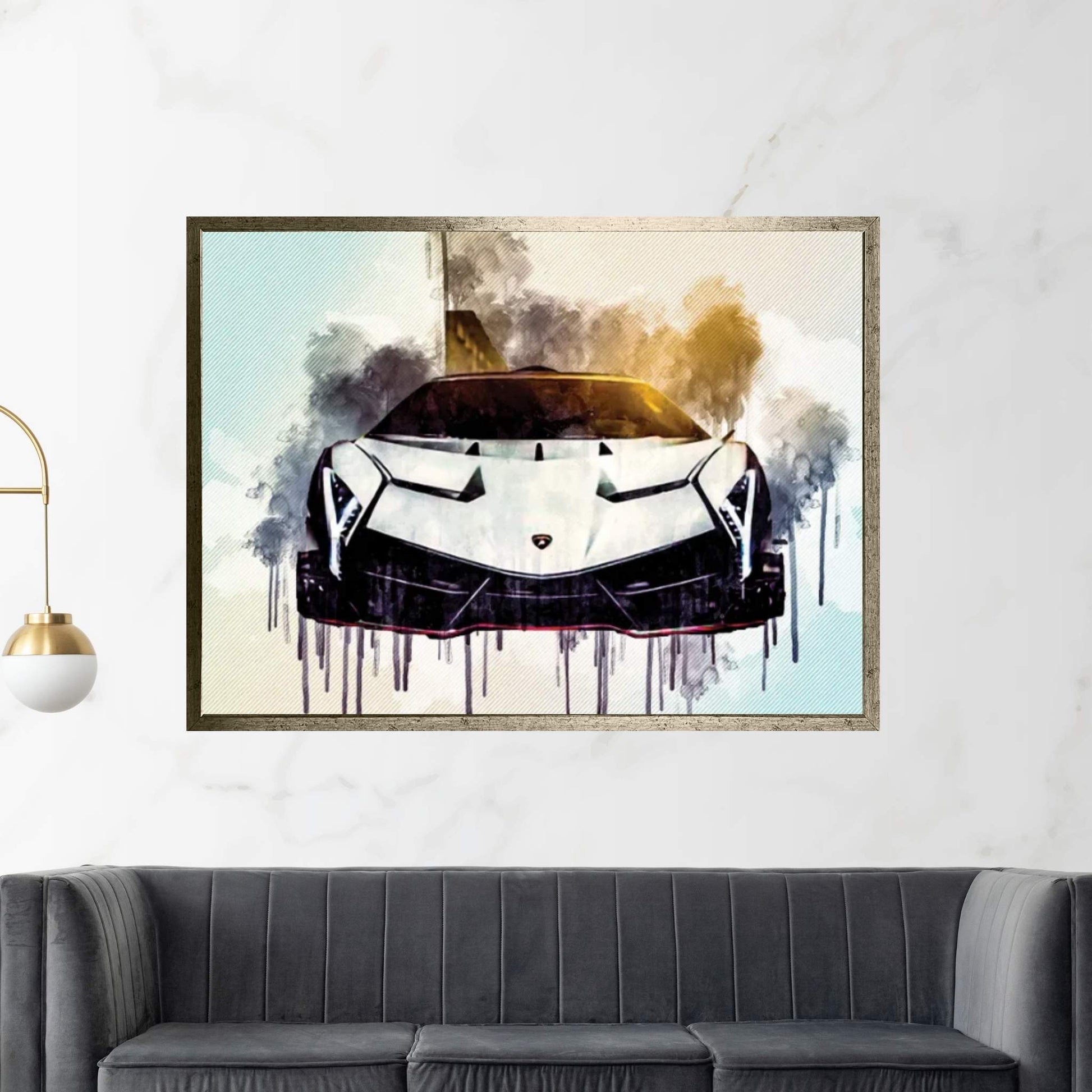 Lamborghini Veneno 2017 Vag White Veneno Front View Supercar Italian Sports Cars Hypercar Canvas Wall Art - Y Canvas