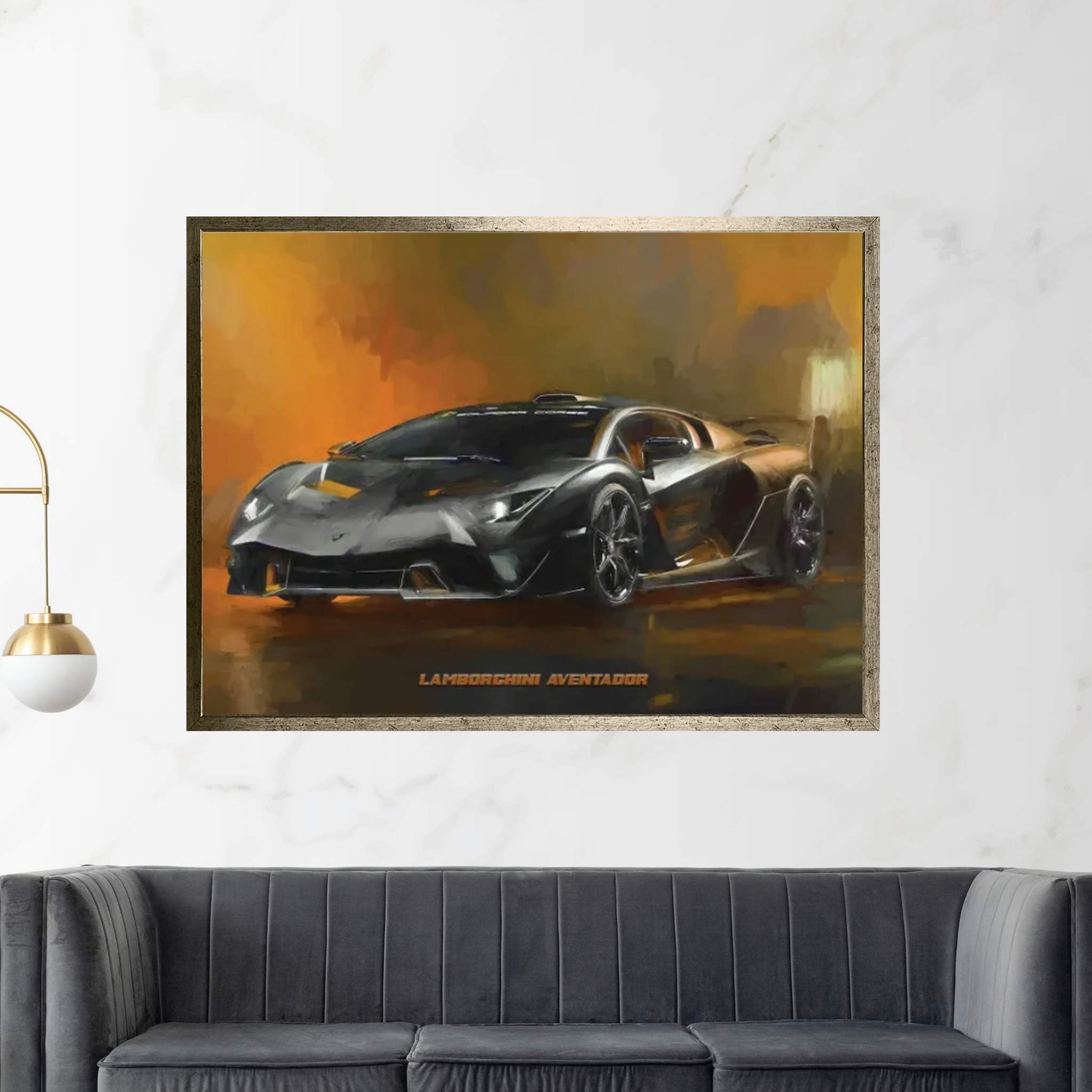 Lamborghini 2018 Aventador In Watercolor Canvas Wall Art - Y Canvas