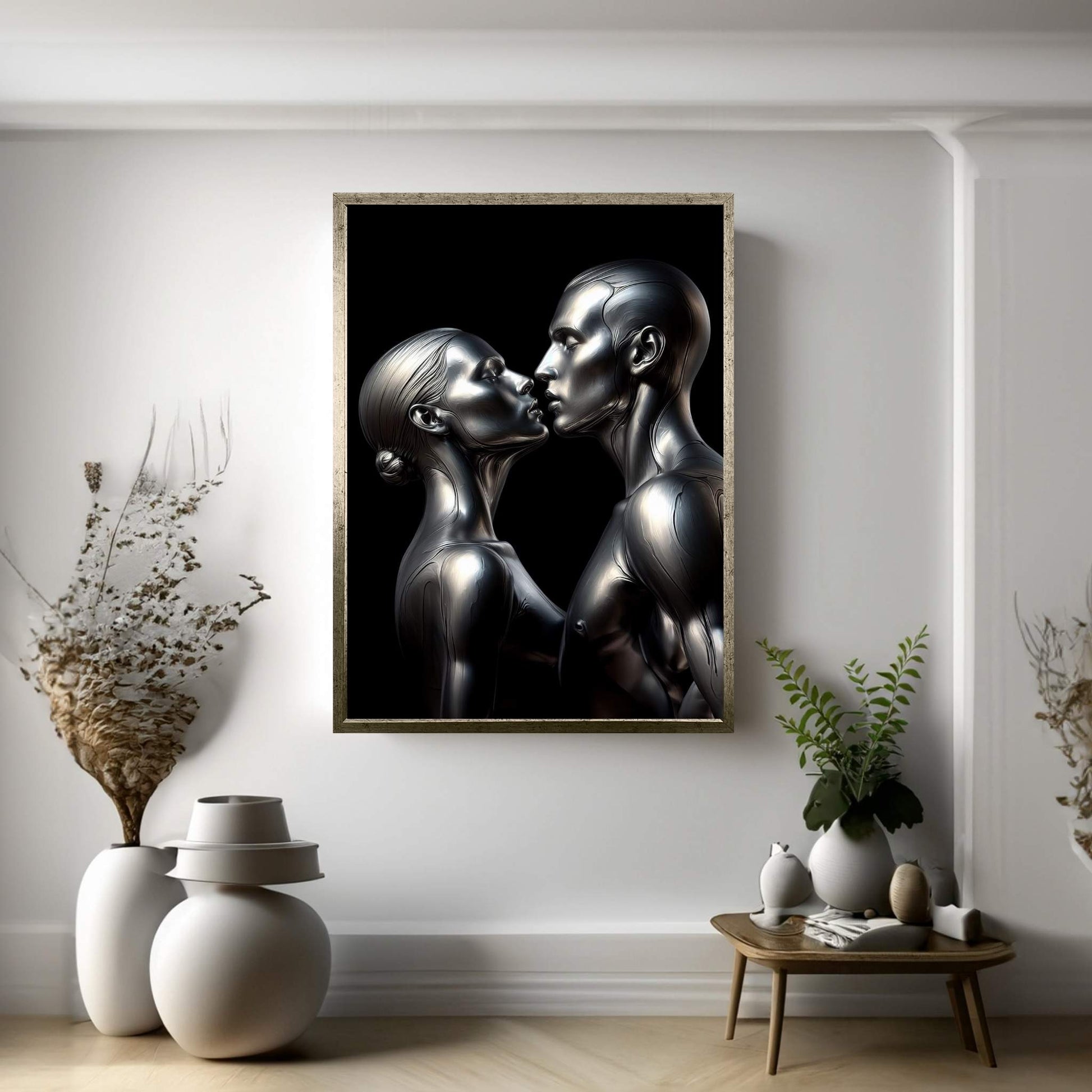 Metalic Love Couple Canvas Wall Art - Y Canvas