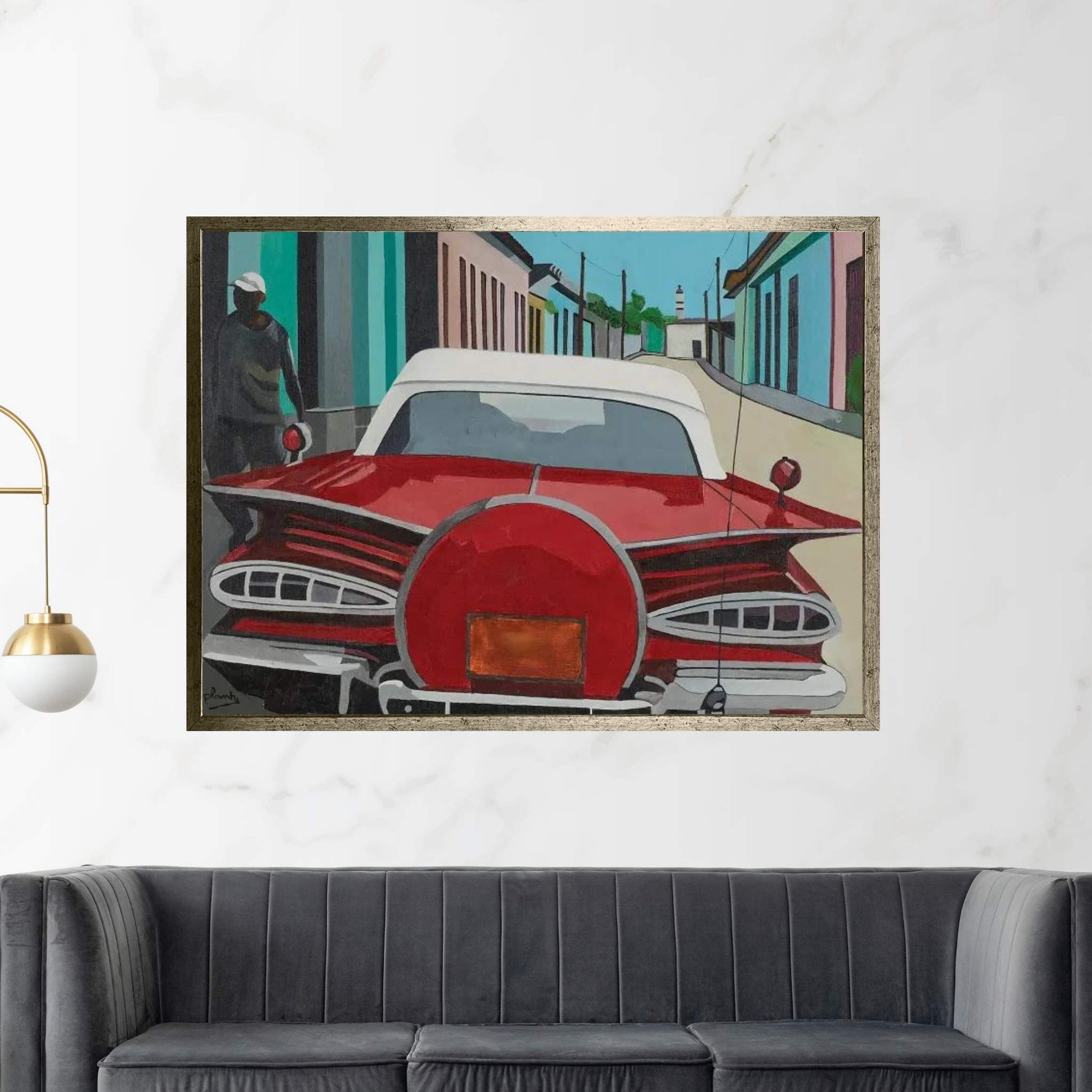 Red Car Canvas Wall Art - Y Canvas