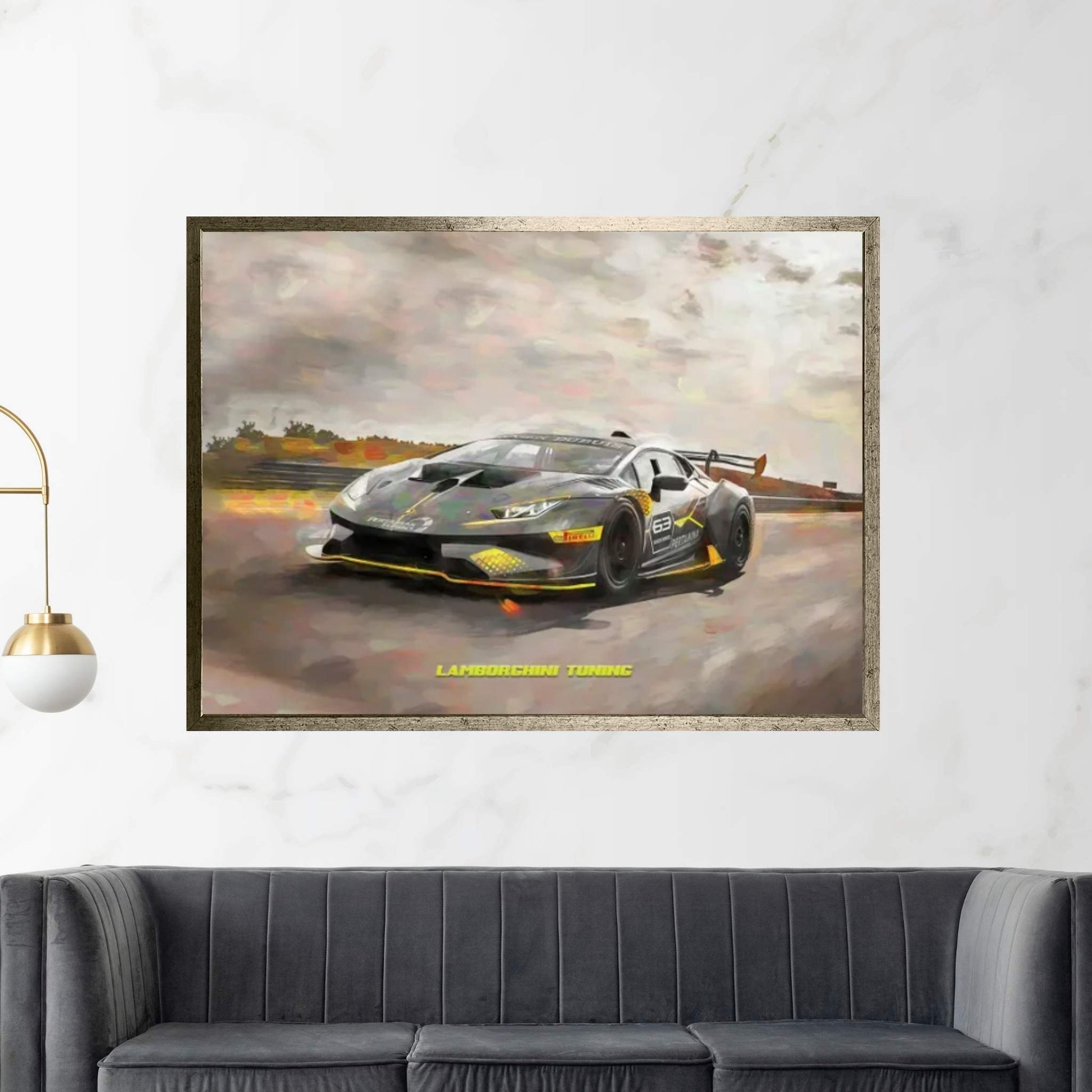 Lamborghini Tuning V2 In Watercolor Canvas Wall Art - Y Canvas
