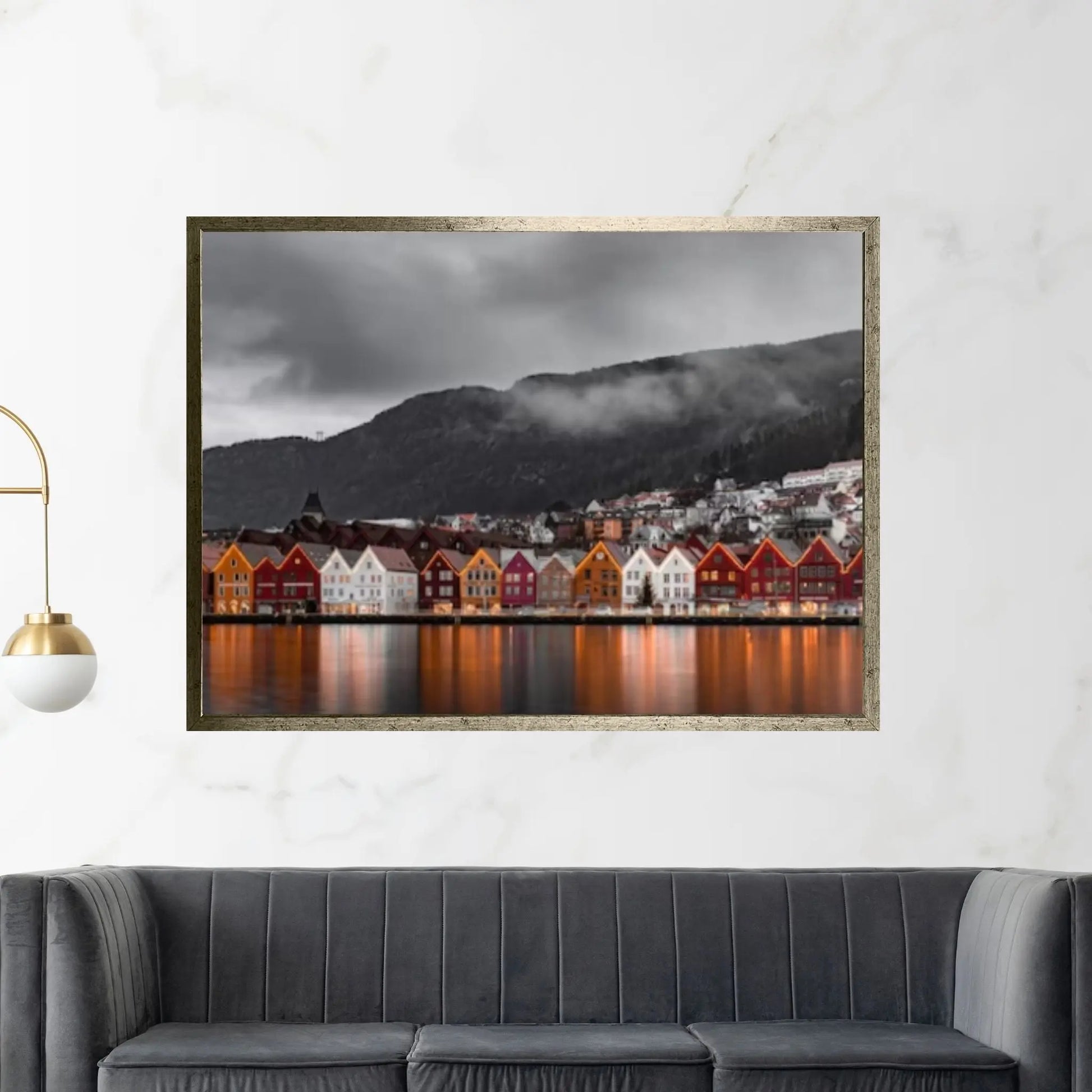 Norway Art Canvas Poster/Gift/Printed Famous Places Art Canvas-Bryggen Bergen Pictures Wall Art - Y Canvas