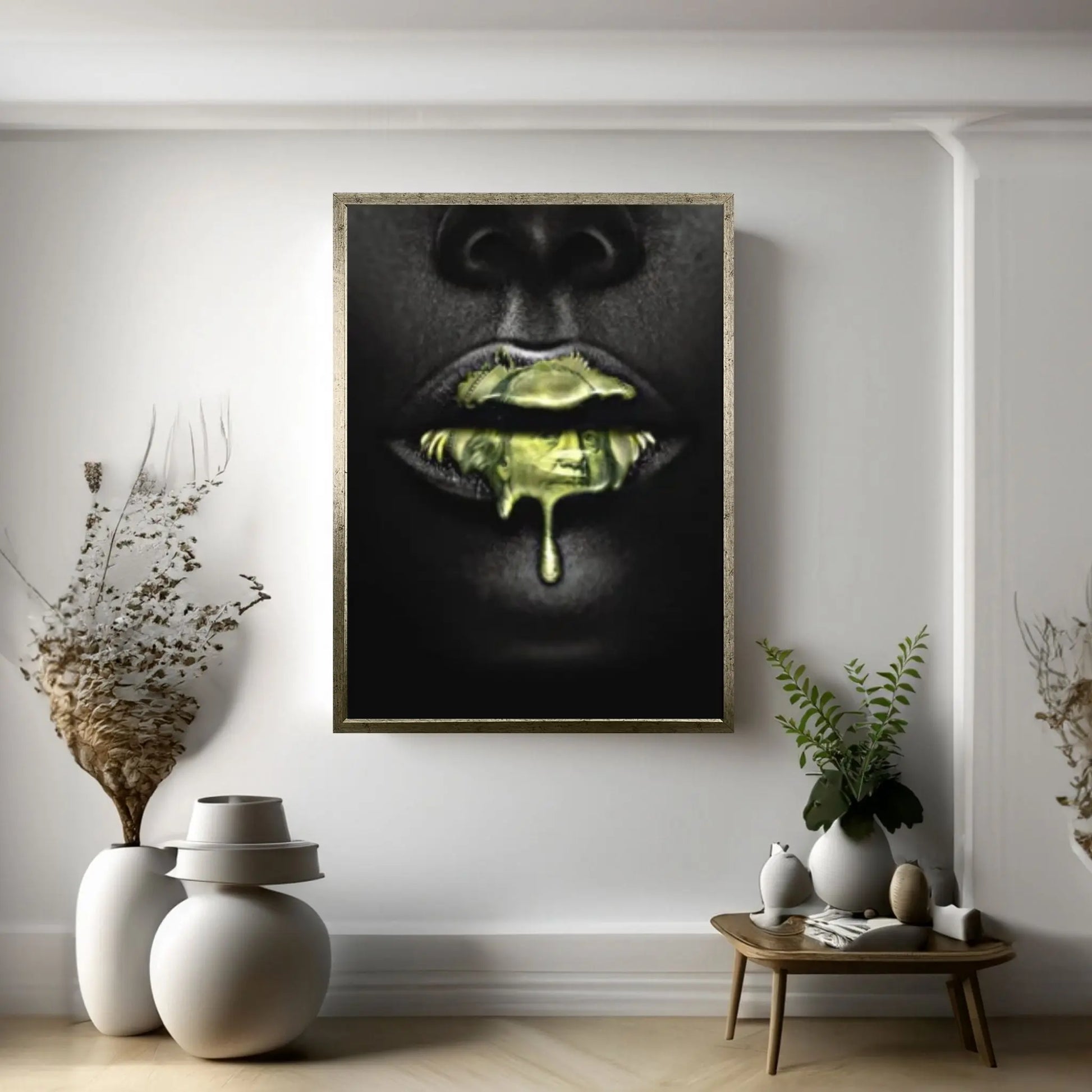 Home Decor Money Lipstick HD Print Sexy African Woman Paintings Picture Wall Art Nordic Modular Canvas Poster - Y Canvas