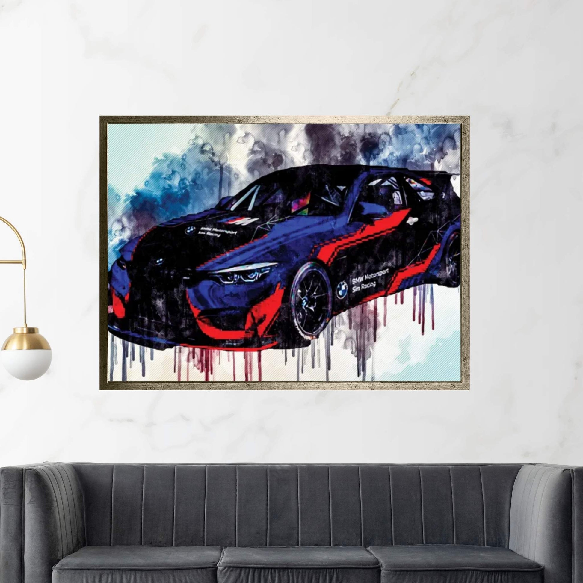 Bmw M4 Gt4 2021 Exterior Front View Tuning M4 Race Car Canvas Wall Art - Y Canvas